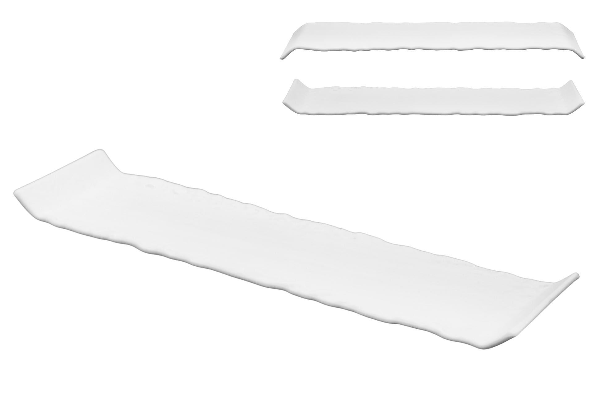 Kora Piatto Rettangolare Double-Face 30 x 8 cm - Bianco Matt In Vetro Soffiato e Dipinto a Mano Made in Italy - Set 6 Pz