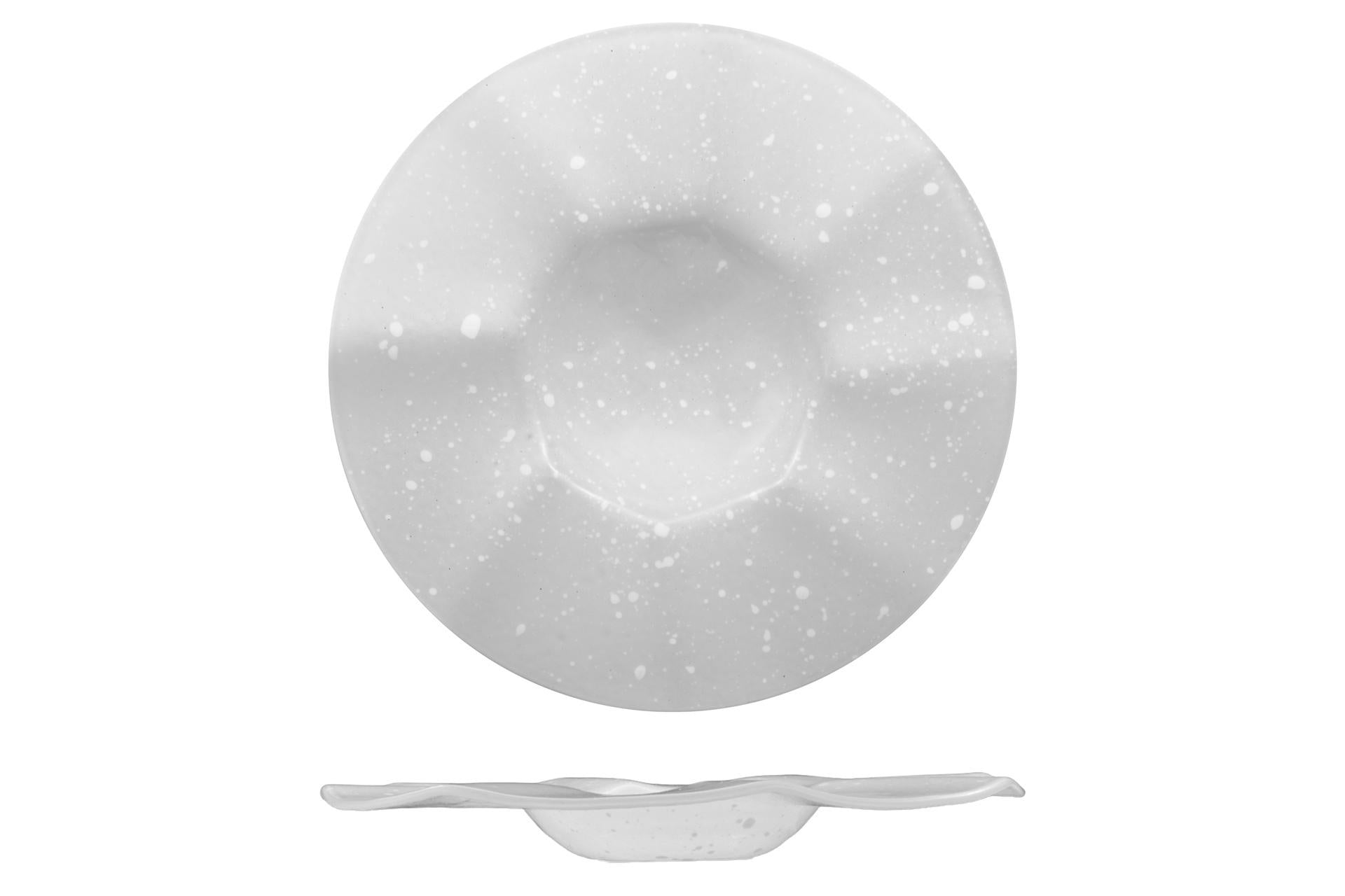 Import Tavola Professional Piatto Pagoda Ø28 cm - Gocce Bianche In Vetro Soffiato e Dipinto a Mano Made in Italy - Set 4 Pz