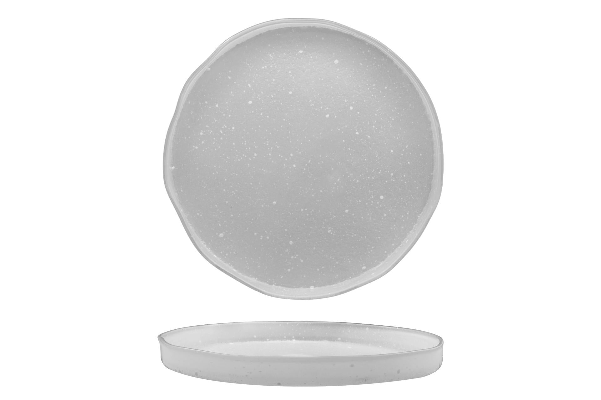 Import Tavola Professional Piatto Nordic Ø30 cm - Gocce Bianche In Vetro Soffiato e Dipinto a Mano - Set 4 Pz