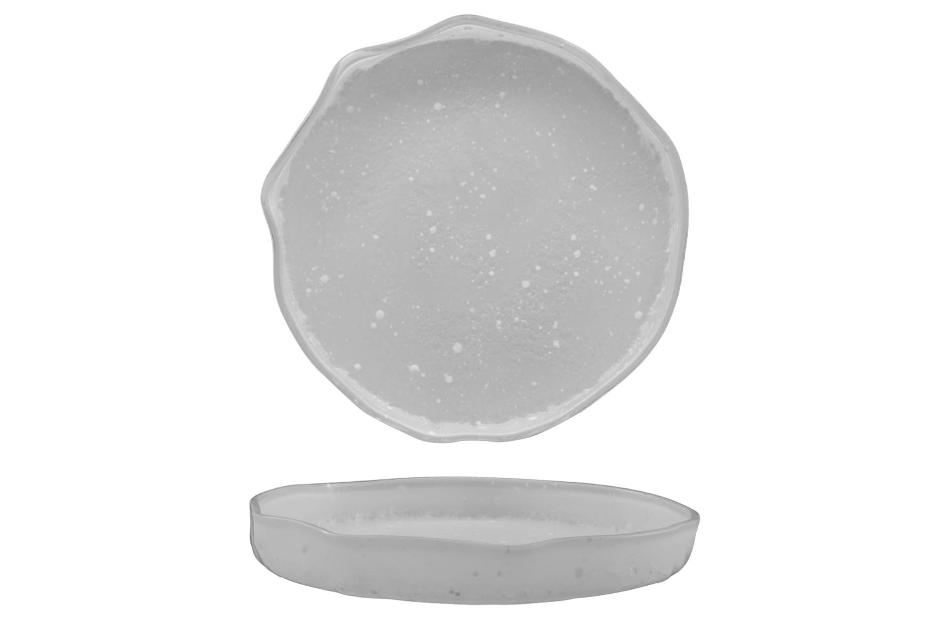 Import Tavola Professional Piatto Nordic Ø19 cm - Gocce Bianche In Vetro Soffiato e Dipinto a Mano - Set 6 Pz