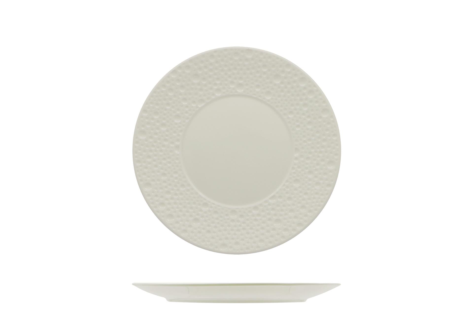 Import Tavola Professional Deva Bianco Piatto Piano Ø20.9 cm - H.2 cm In Porcellana Alluminica Bianca - Set 6 Pz