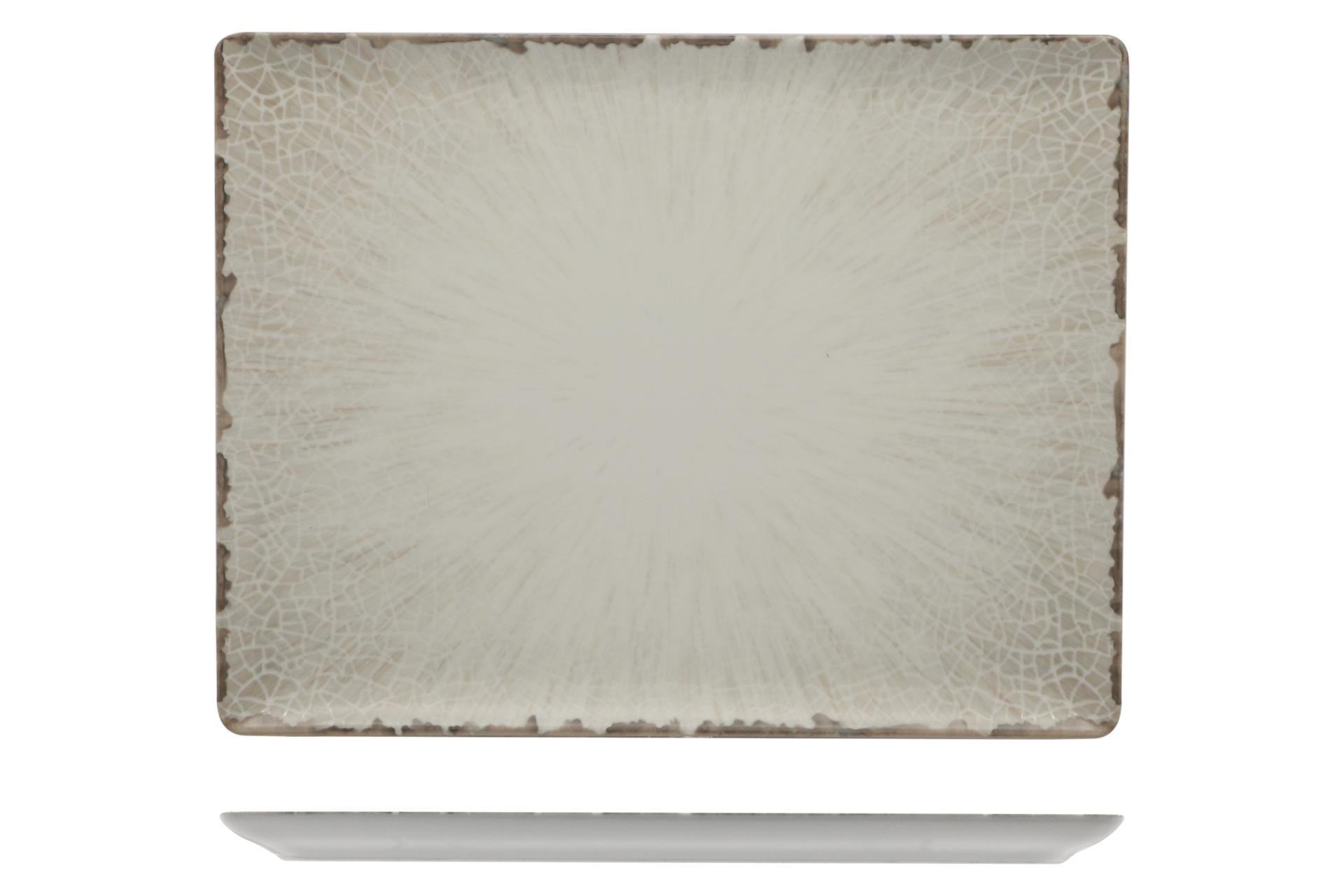 Lubiana Irys Brown Piatto Rettangolare 31x24 cm In Porcellana San Marino - Set 6 Pz