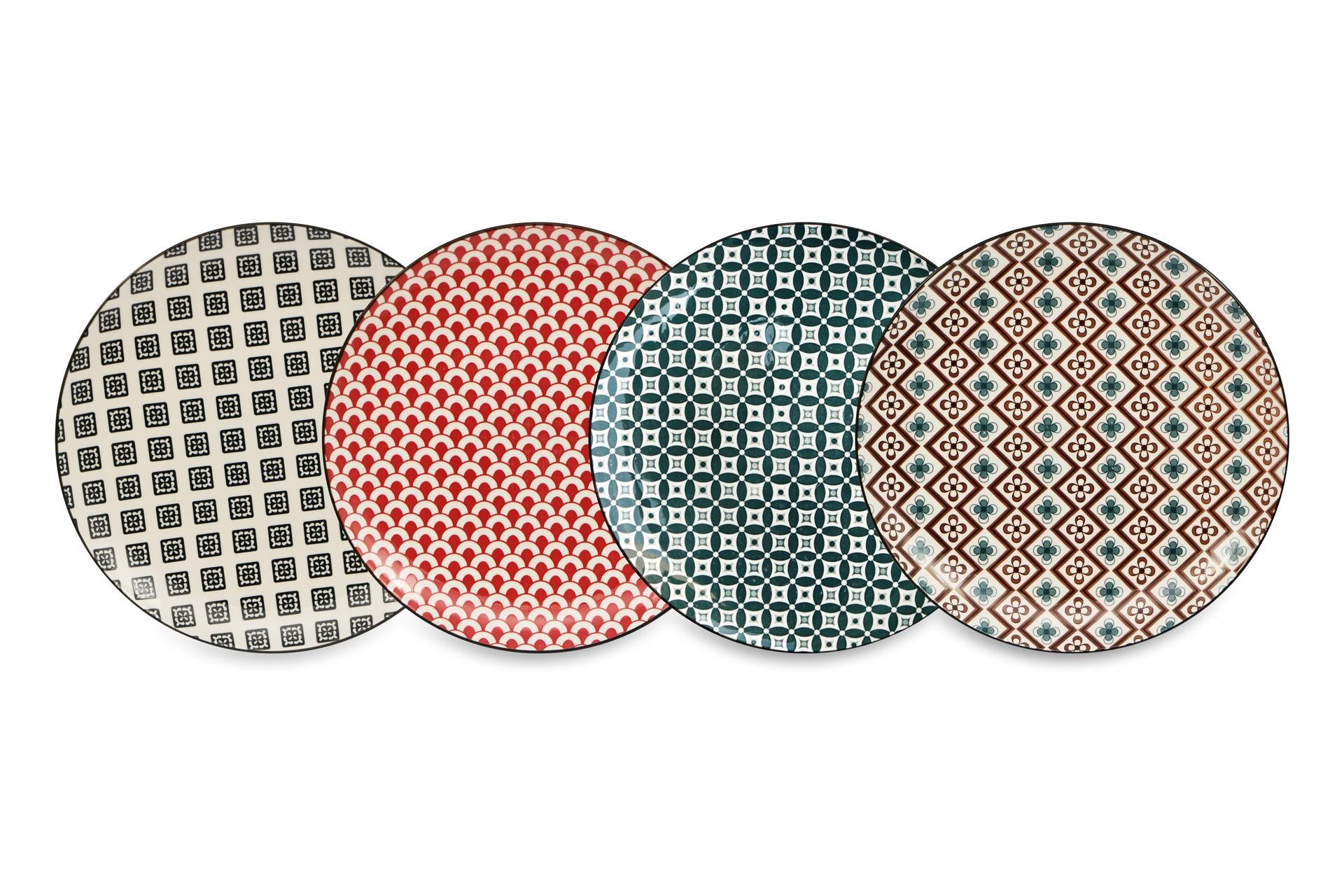 Import Tavola Professional Mosaik Piatto Piano Ø28.5 cm In Stoneware Con Decori Assortiti - Set 4 Pz