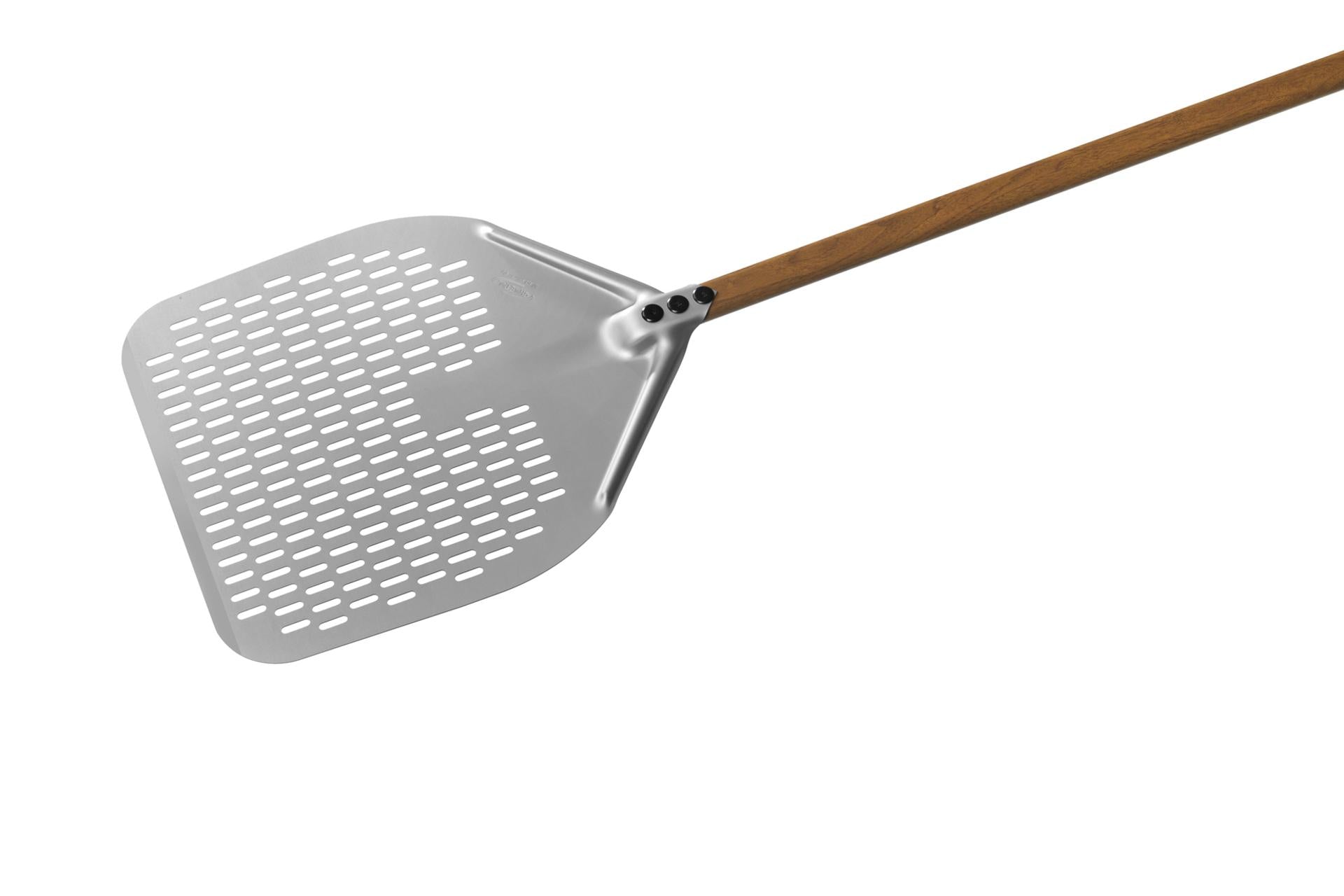 Gi Metal Woodtech Pala Pizza Rettangolare Forata 33x33 cm - Manico 150 cm In Alluminio Anodizzato