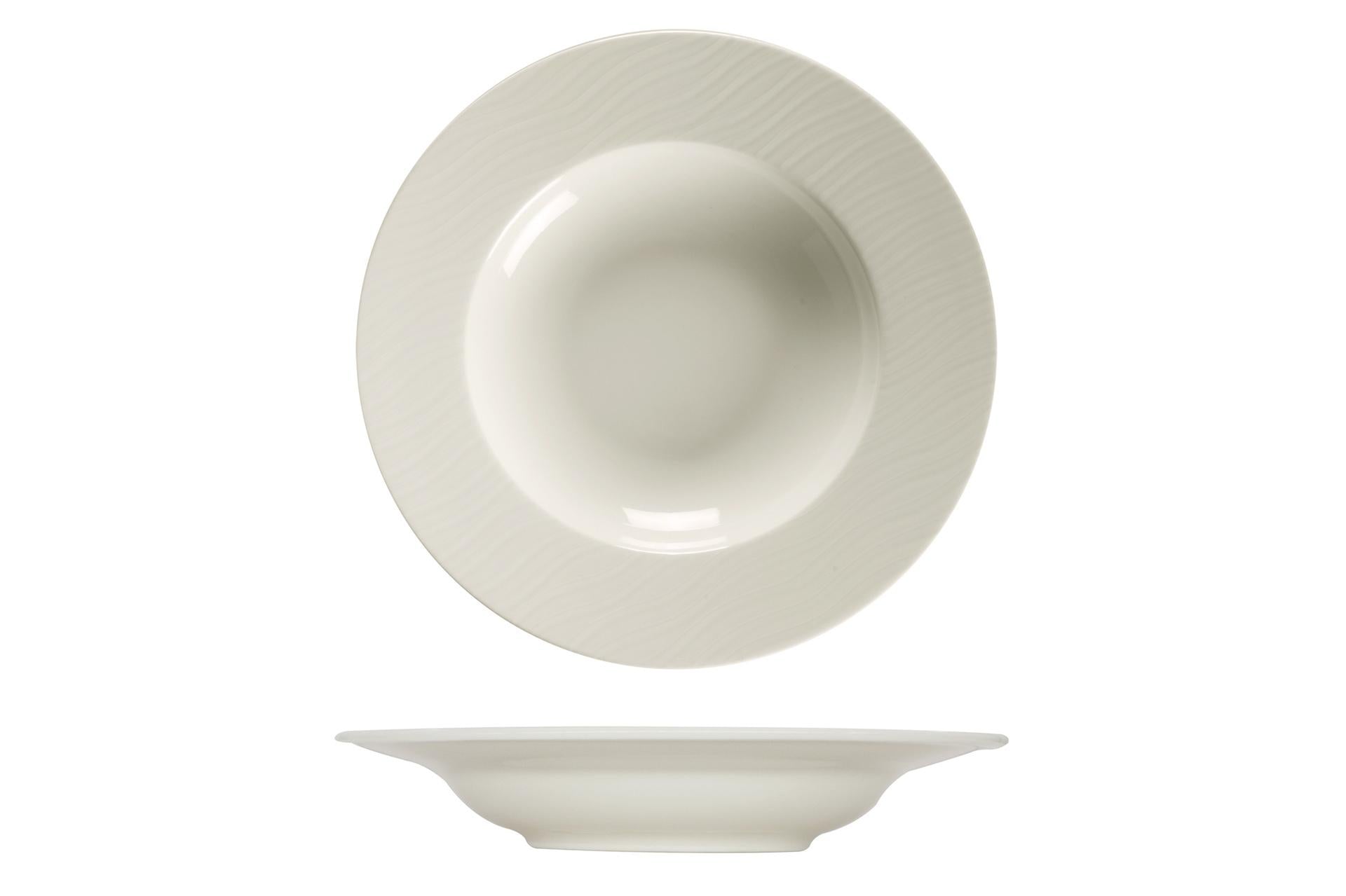 Ariane Ripple Piatto Fondo Ø30 cm In Porcellana Con Decoro a Rilievo - Set 6 Pz