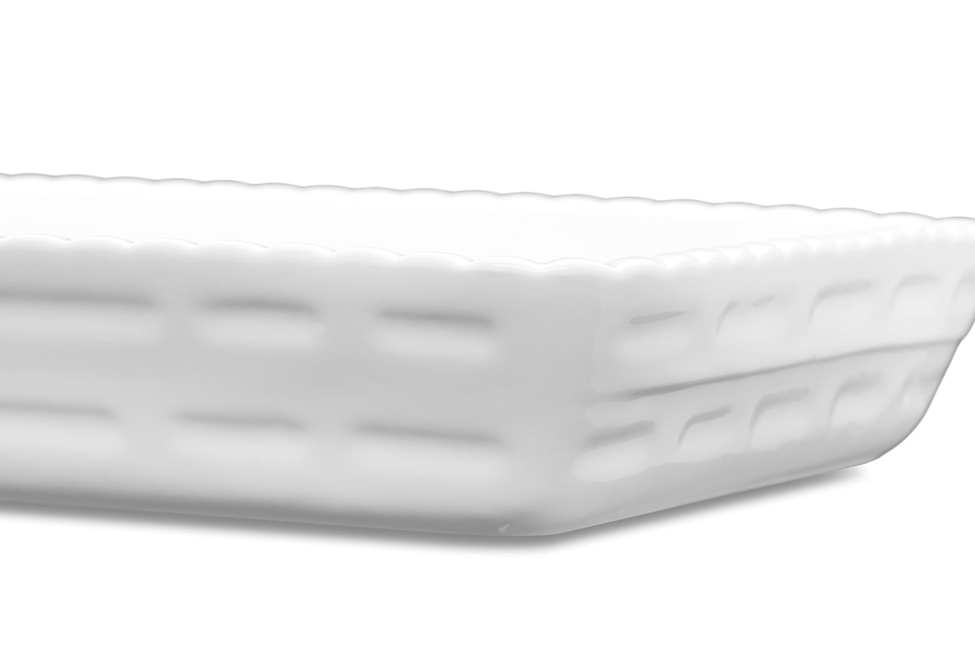 Import Tavola Professional JustWhite Pirofila Cordonata Rettangolare 36 x 24 x 5.5 cm In Porcellana Bianca 4