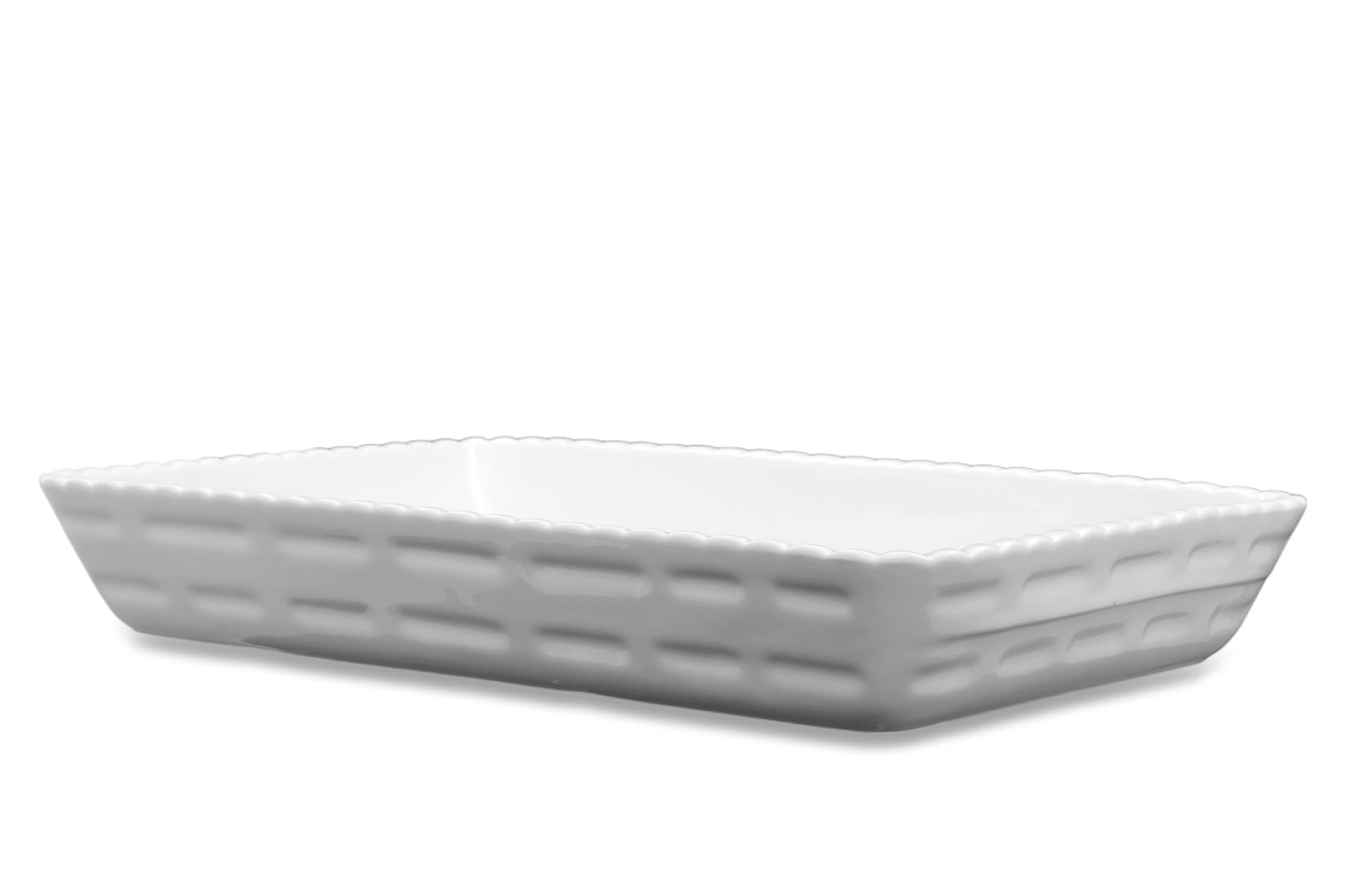 Import Tavola Professional JustWhite Pirofila Cordonata Rettangolare 40,6 x 26,3 x 5,5 cm In Porcellana Bianca