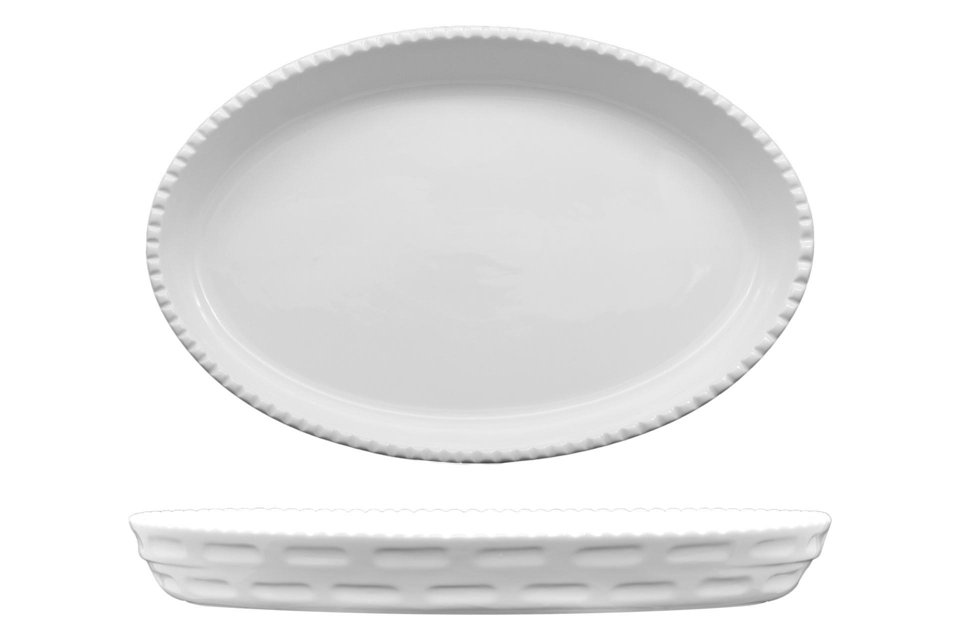 Import Tavola Professional JustWhite Pirofila Ovale Cordonata 37x24.2x5 cm In Porcellana Bianca