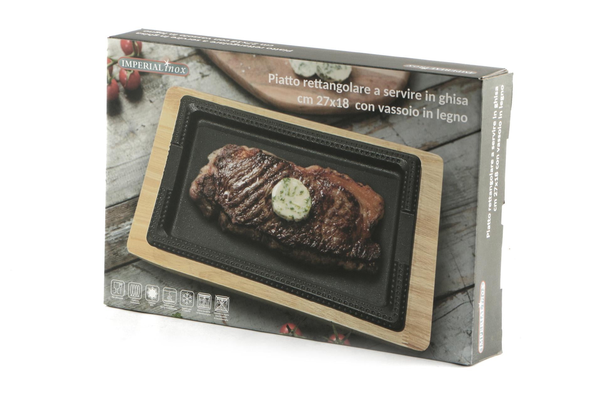 Import Tavola Professional Piastra Ghisa 27x18 cm Con Base In Legno - Linea Professional Think 6