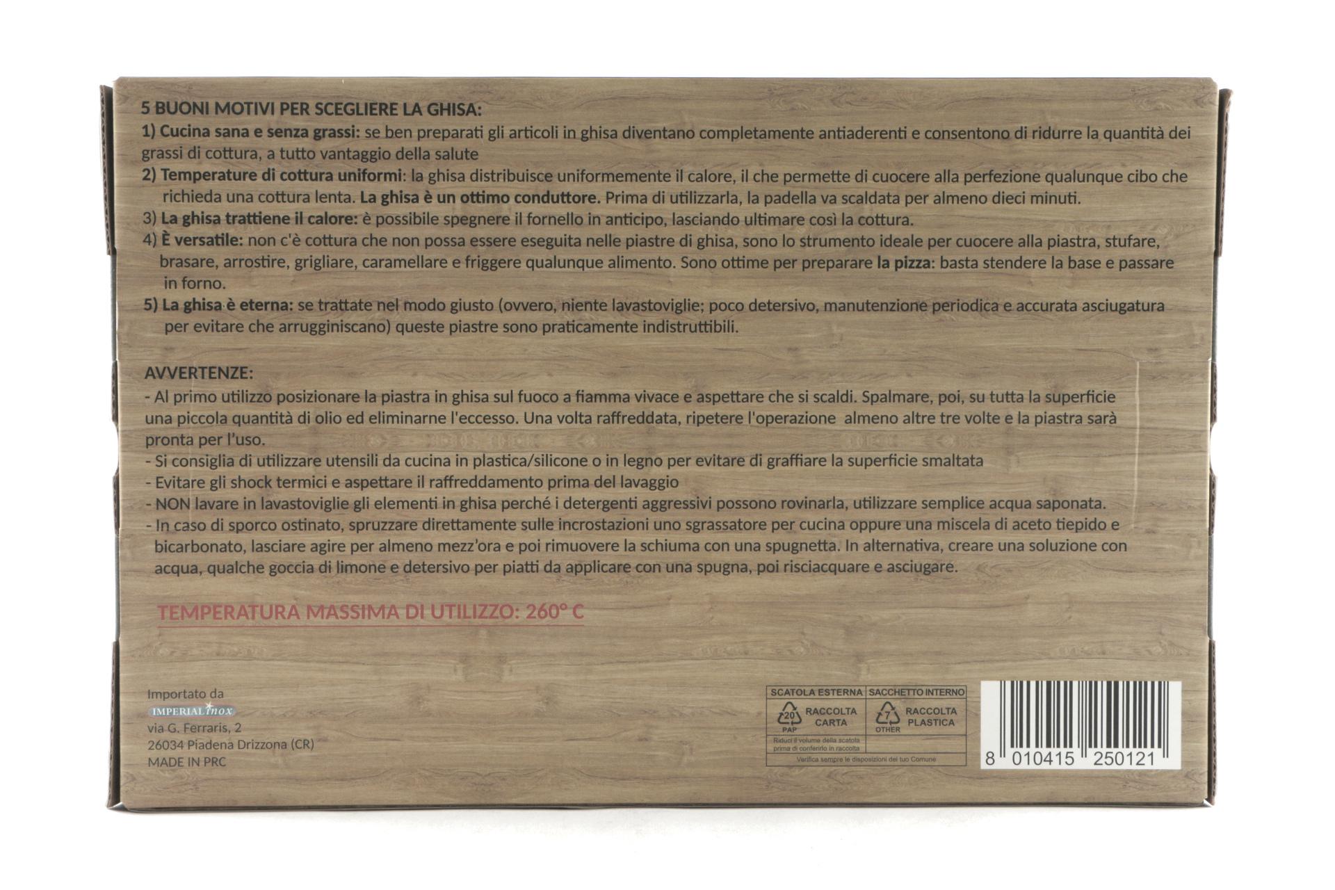 Import Tavola Professional Piastra Ghisa 27x18 cm Con Base In Legno - Linea Professional Think 8