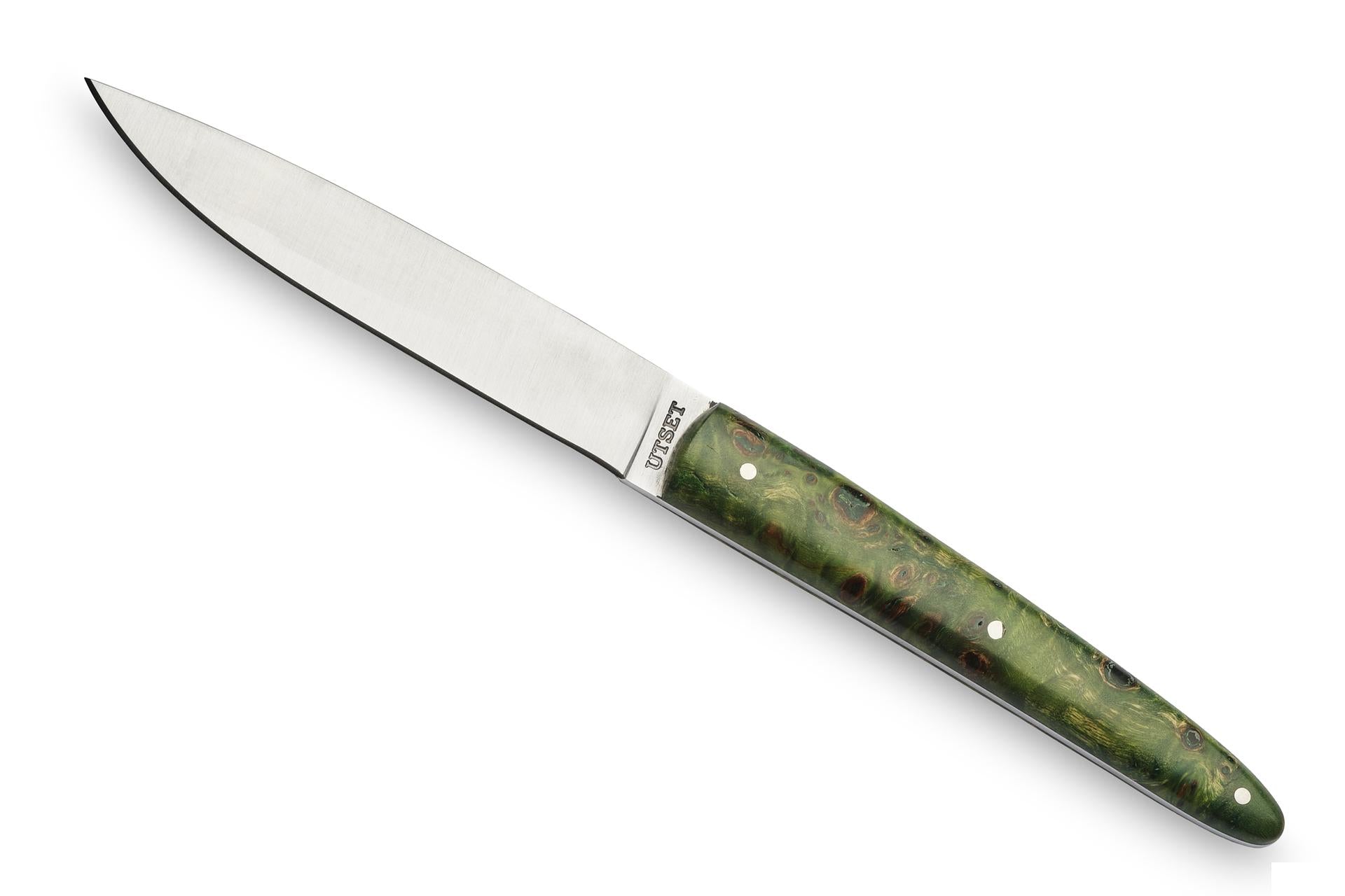 Comas Utset Coltello 22.5 cm - Manico In Legno Verde e Lama In Acciaio Forgiato Giapponese - Set 6 Pz