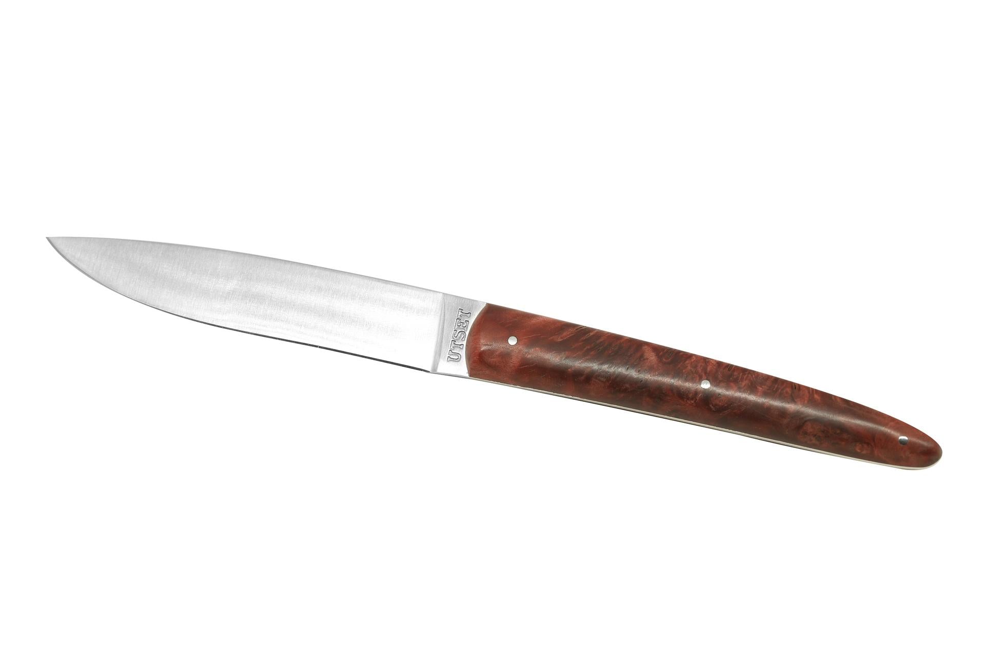 Comas Utset Coltello 22.5 cm - Manico in Legno Rosso e Lama in Acciaio Forgiato Giapponese - Set 6 Pz