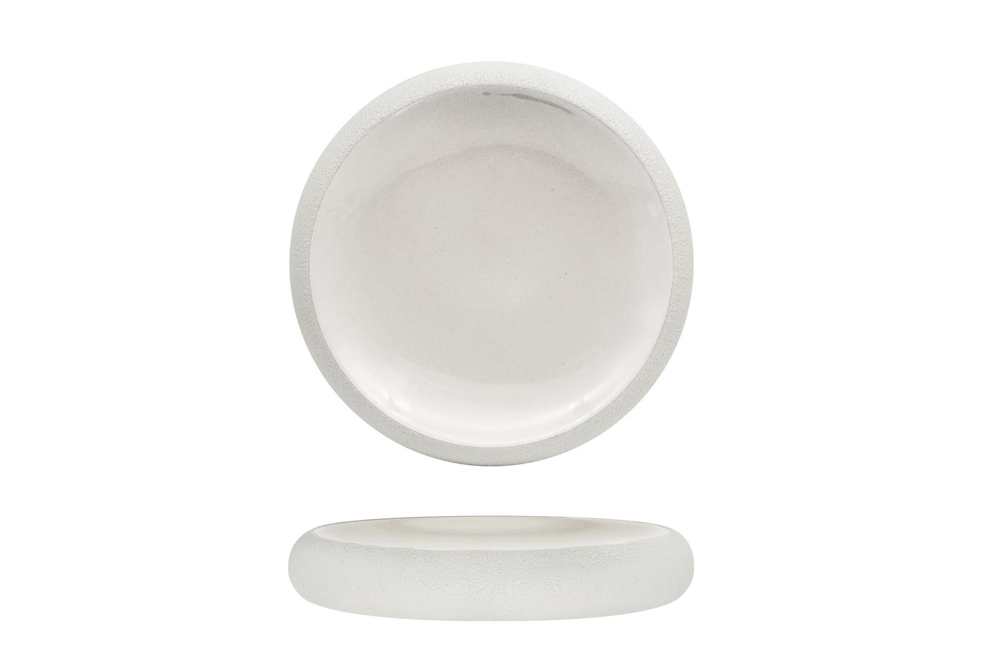 Genesys Evo Piatto Alto Ø27 cm In Porcellana Bianca Con Finitura Buccia d'Arancia - Import Tavola Professional - Set 2 Pz