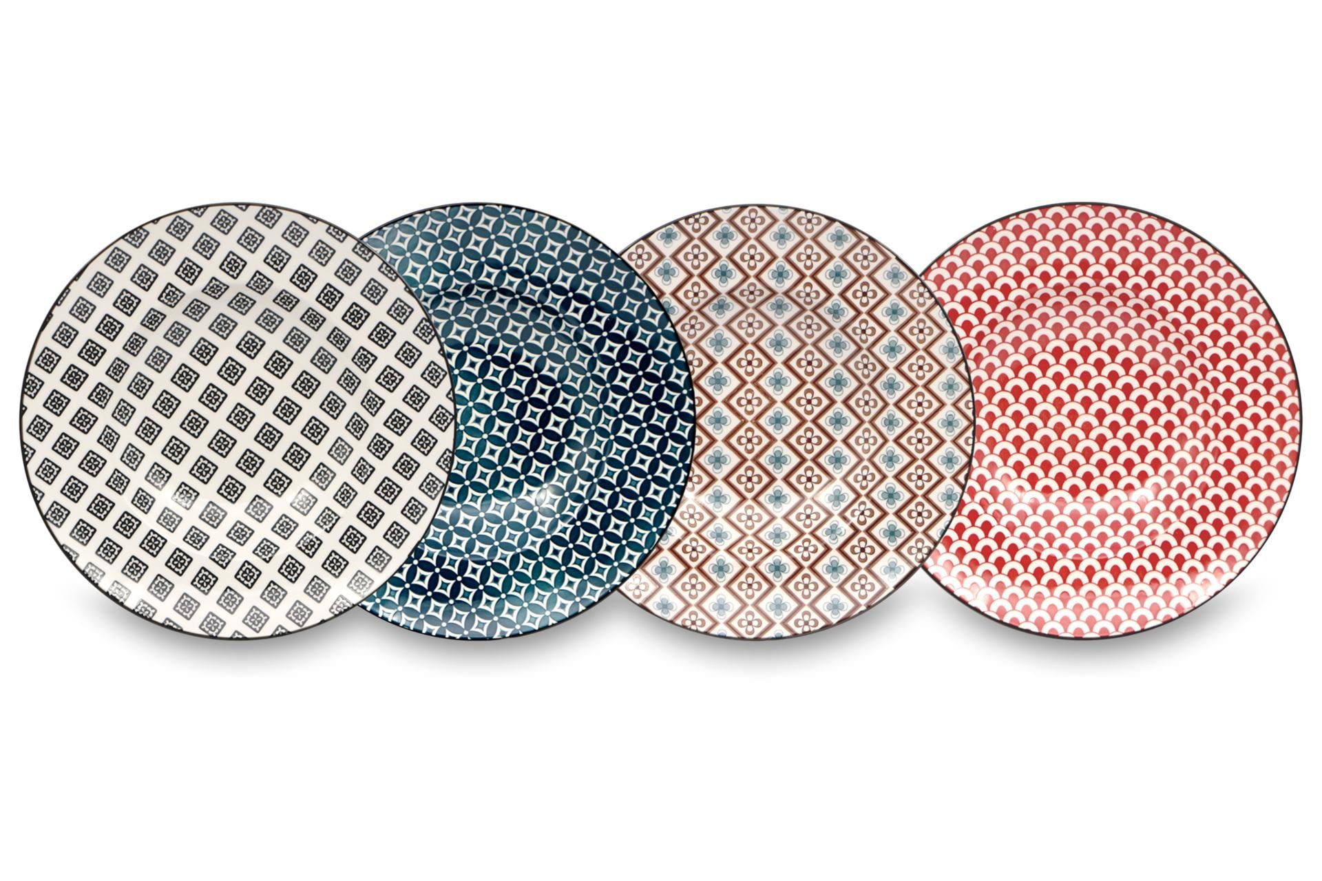 Import Tavola Professional Mosaik Piatto Pasta Ø27.5 cm - Interno Ø17 cm In Stoneware Con Decorazioni Arabeggianti, Colori Assortiti - Set 4 Pz