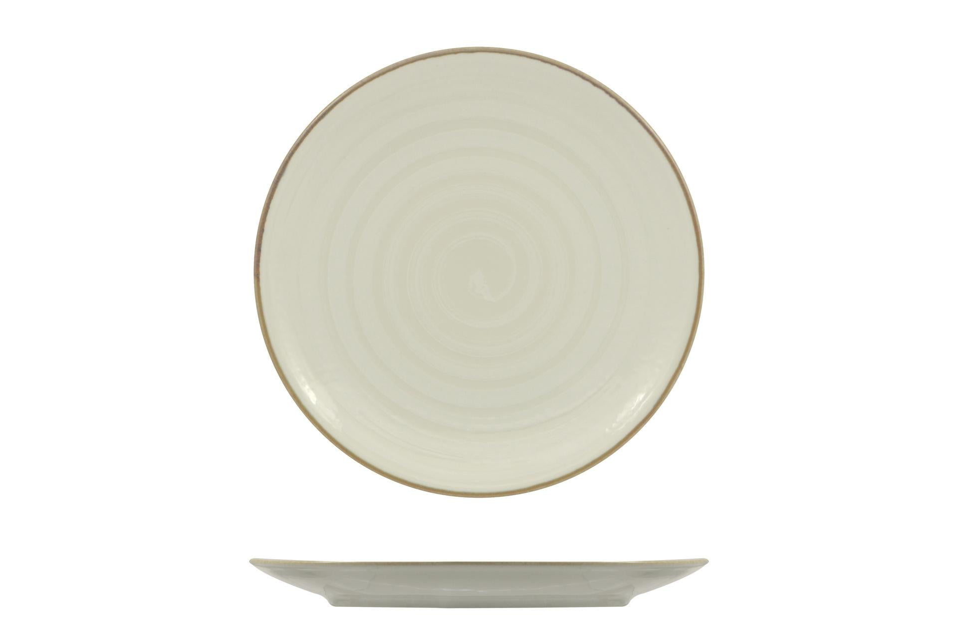 Saturnia Vortex Bianco Siviglia Piatto Piano Ø28 cm - Collezione Vortex Bianco Decorata - Set 6 Pz