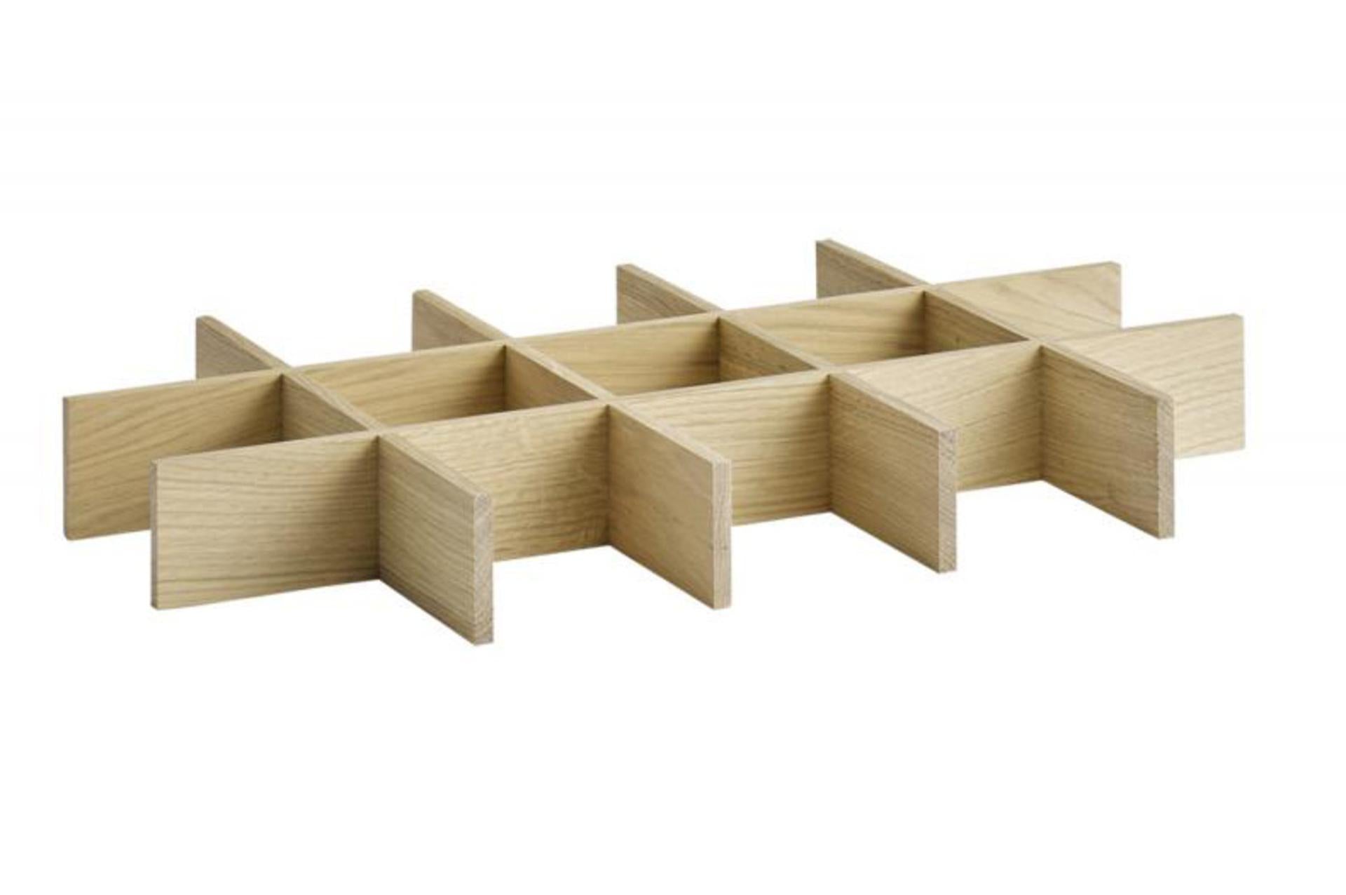 APS Valo Inserto 1.1 In Legno di Quercia H.6 cm - 30 x 50.5 cm Con Comparti 9.5 x 9.5 cm