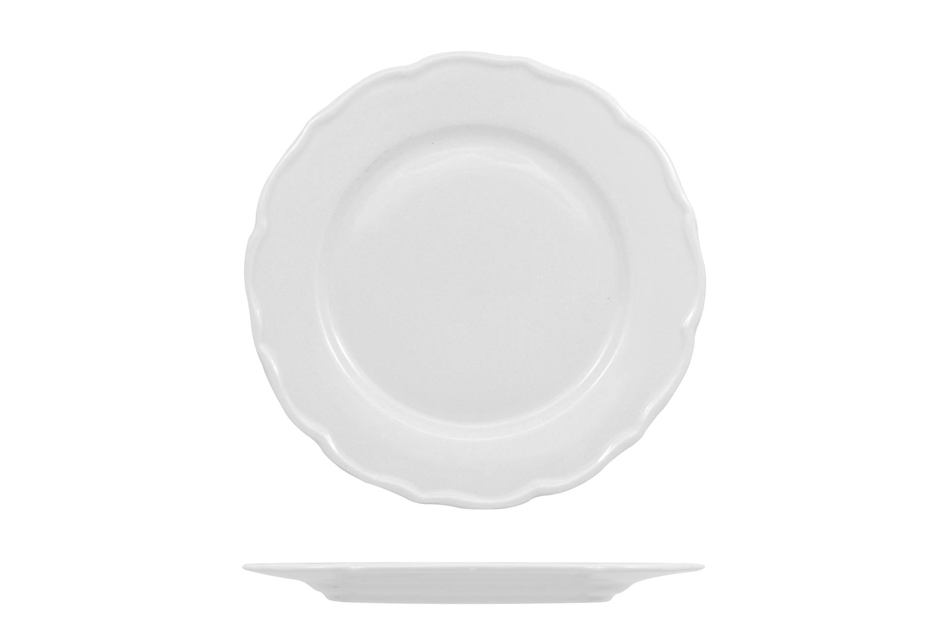 Akij Ceramics Diana Piatto Piano Ø27.5 cm In Porcellana Bianca Decorata - Set 6 Pz