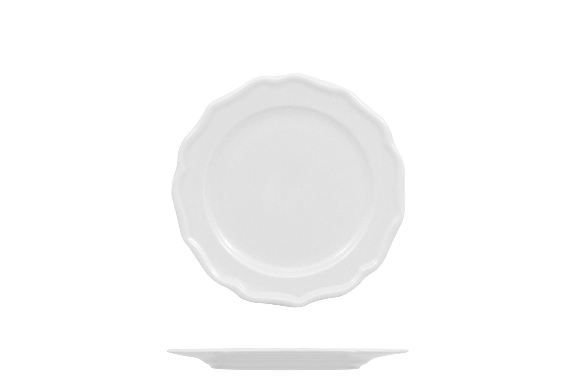 Akij Ceramics Diana Piatto Pane Ø17 cm In Porcellana Bianca Decorata - Set 6 Pz