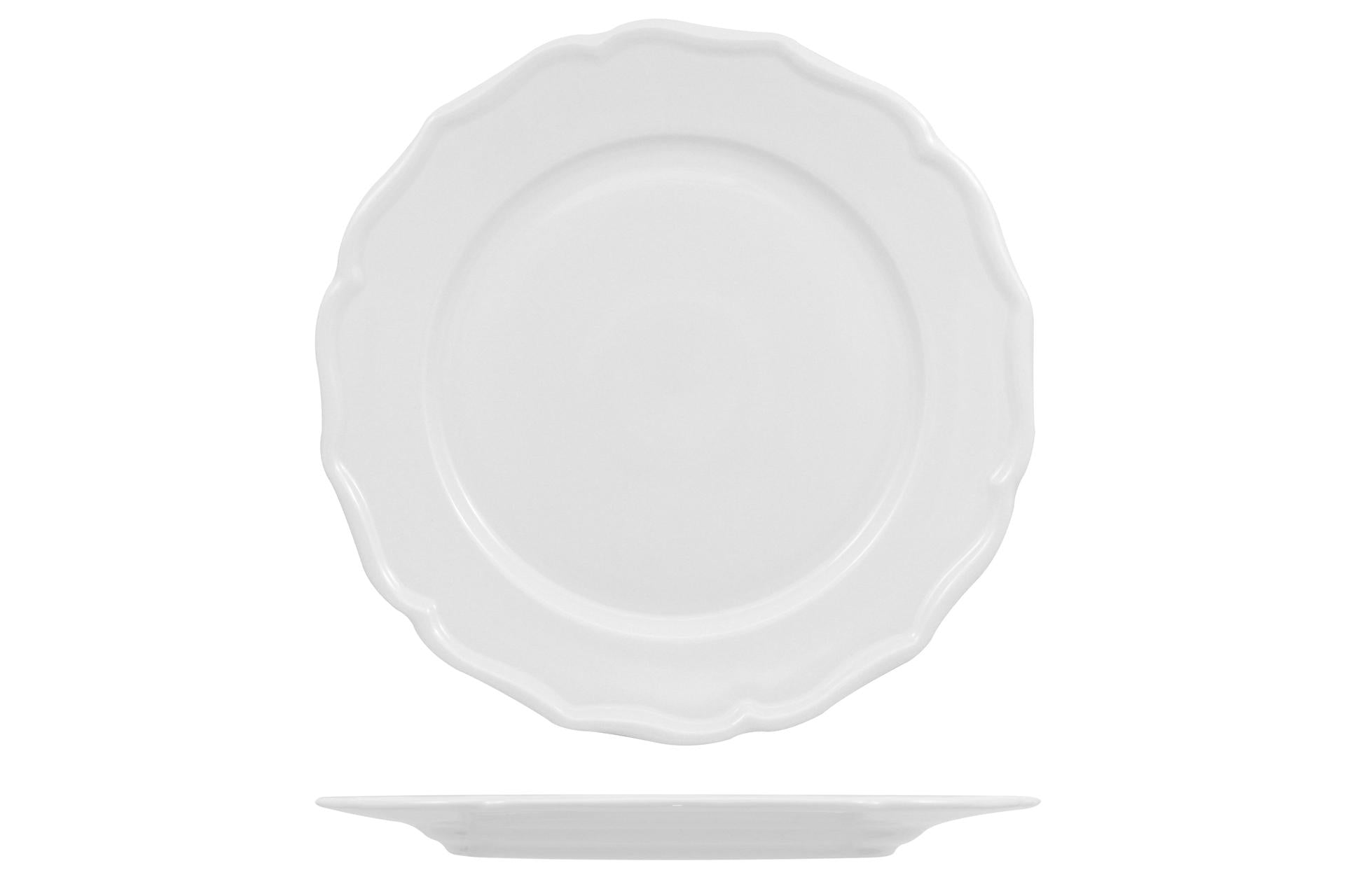 Akij Ceramics Diana Piatto Piano Ø32.5 cm In Porcellana Bianca Decorata - Set 6 Pz