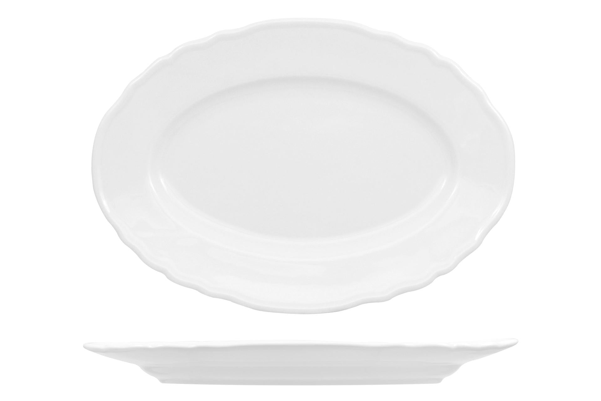 Akij Ceramics Diana Vassoio Ovale Coupe 36 cm In Porcellana Bianca - Set 6 Pz