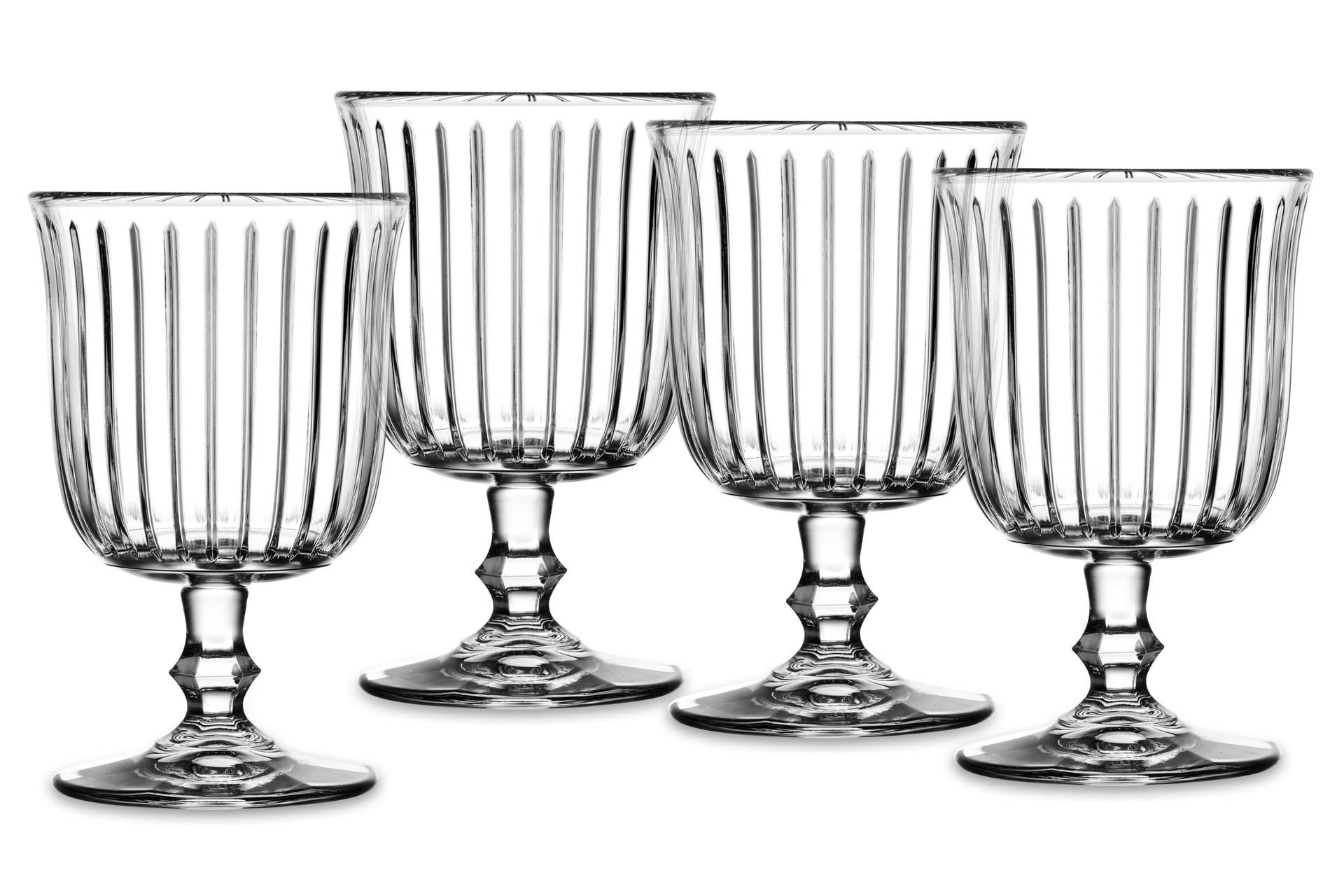 Pasabahce Joy Set 4 Calici Acqua 25,5 cl - Design Belle-Époque Con Incisioni Verticali - Set 4 Pz