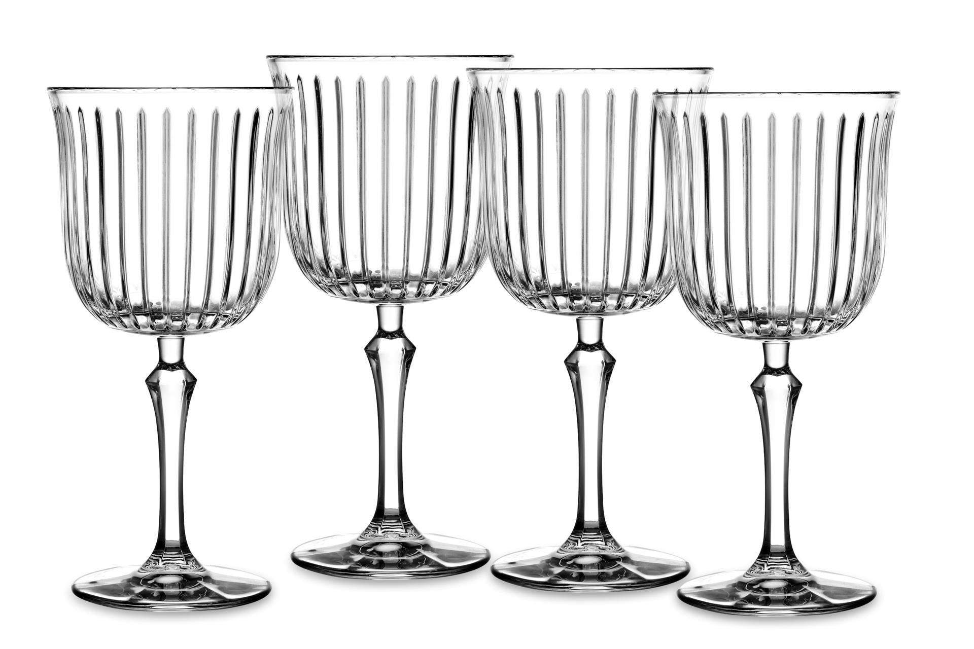 Pasabahce Joy Set 4 Calici Gin Tonic 49 cl - Design Belle-Epoque Con Incisioni Verticali e Gambo Decorato - Set 4 Pz