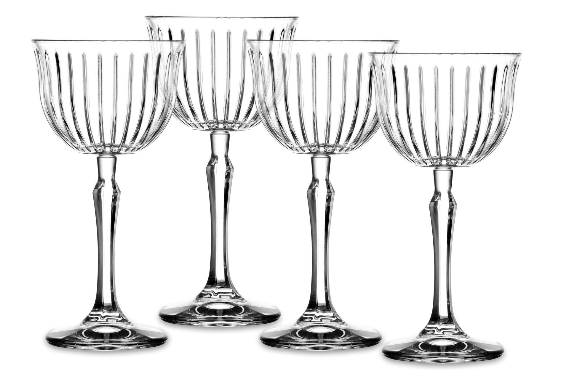 Pasabahce Joy Set 4 Calici Cocktail Nick e Nora 17 cl - Collezione Elegante con Incisioni Verticali - Set 4 Pz