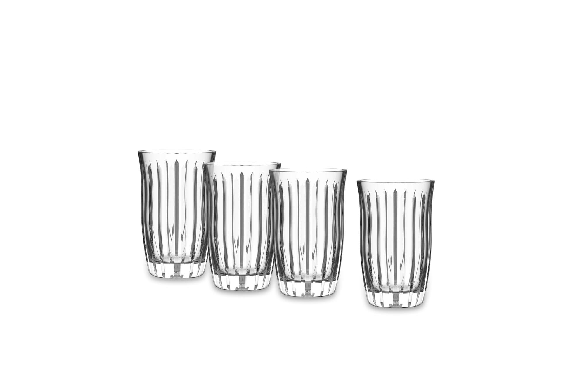 Pasabahce Joy Set 4 Bicchieri Shot 6 cl - Design Belle-Epoque Con Incisioni Verticali e Gambo Decorato - Set 4 Pz