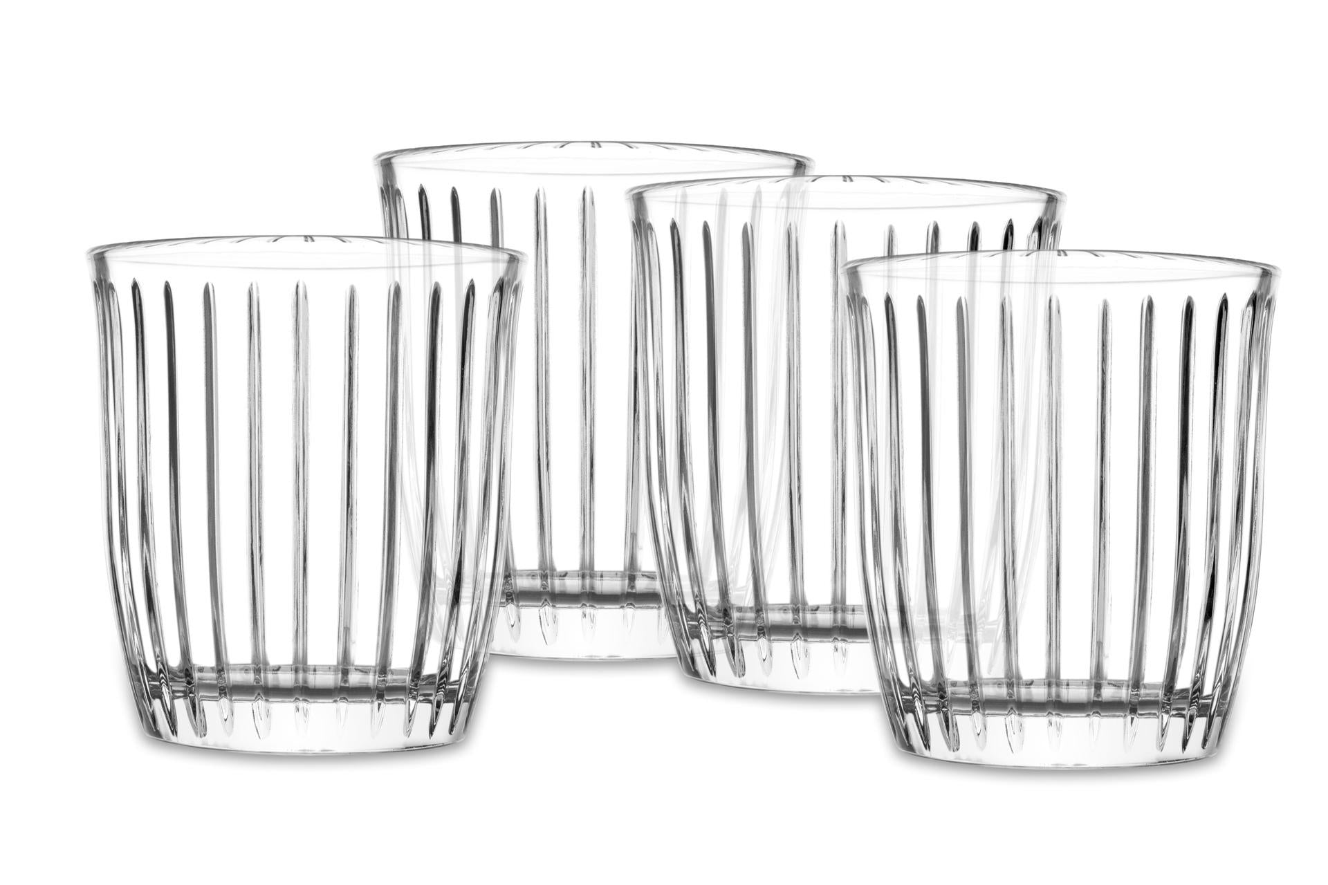 Pasabahce Joy Set 4 Bicchieri Acqua 28 cl - Design Belle-Epoque Con Incisioni Verticali - Set 4 Pz