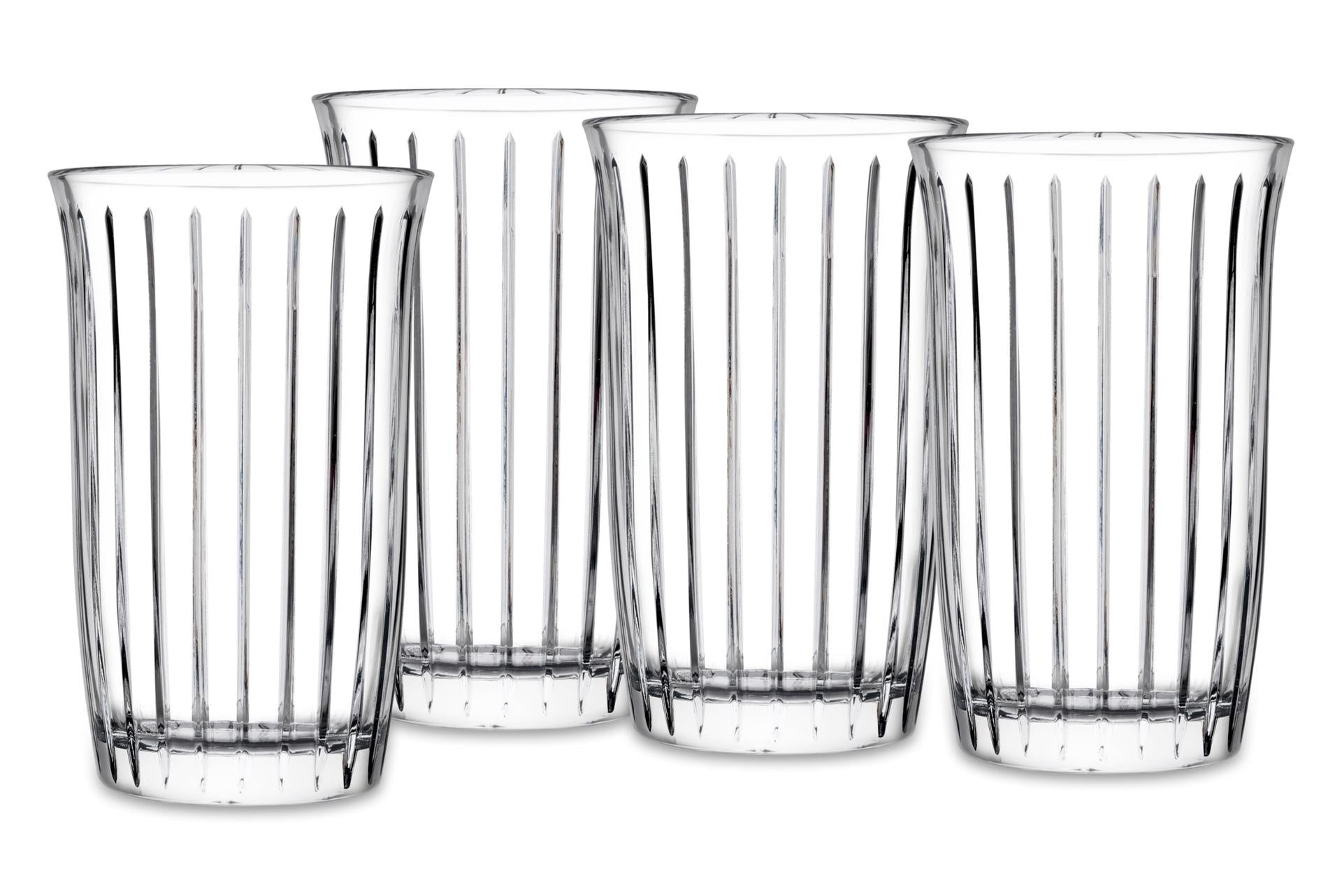 Pasabahce Joy Set 4 Bicchieri Long Drink 36,5 cl - Design Belle-Epoque Con Incisioni Verticali - Set 4 Pz