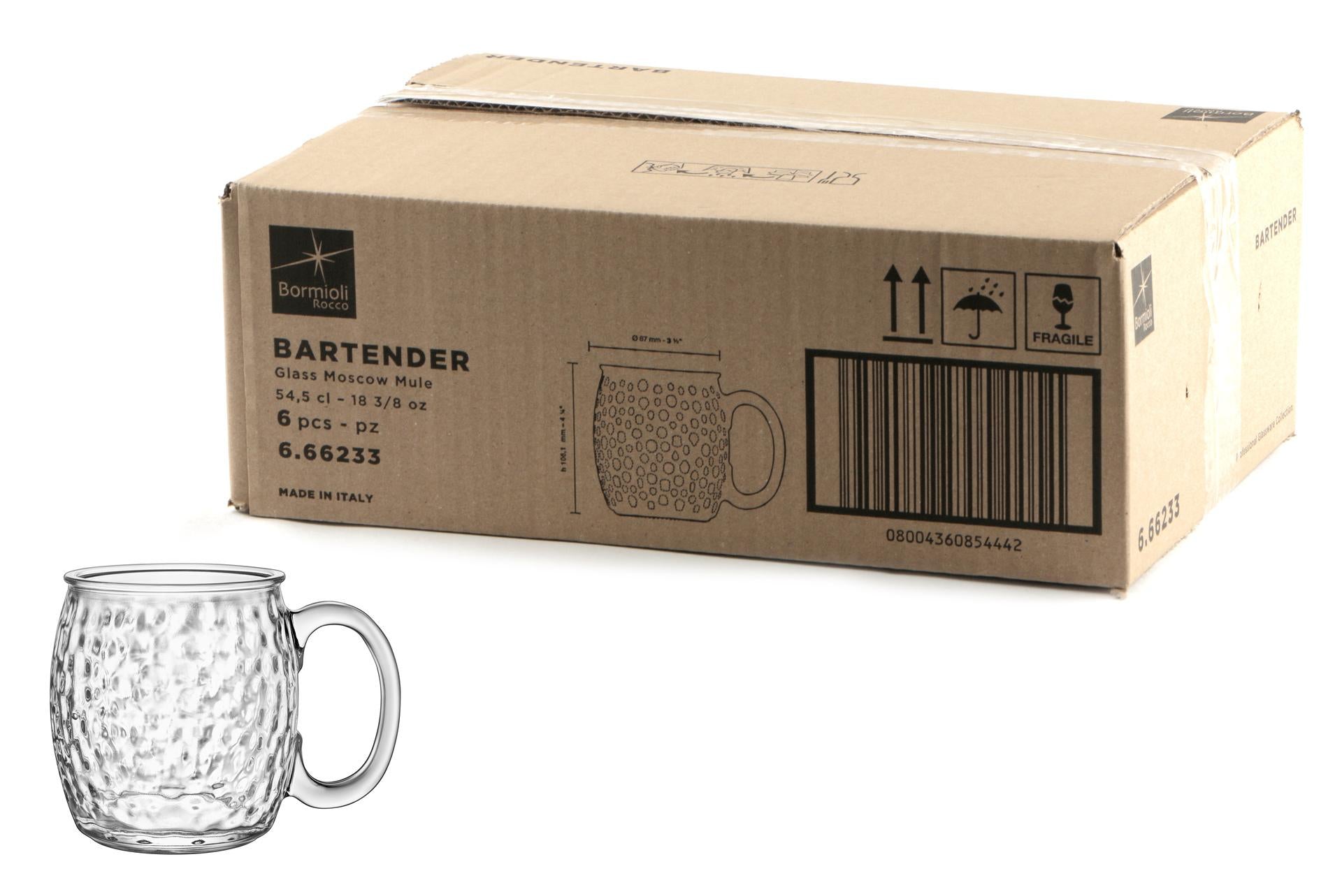 Bormioli Rocco Bartender Moscow Mule Bicchiere Cocktail 54,5 cl - Linea Cocktail d'Autore - Set 6 Pz