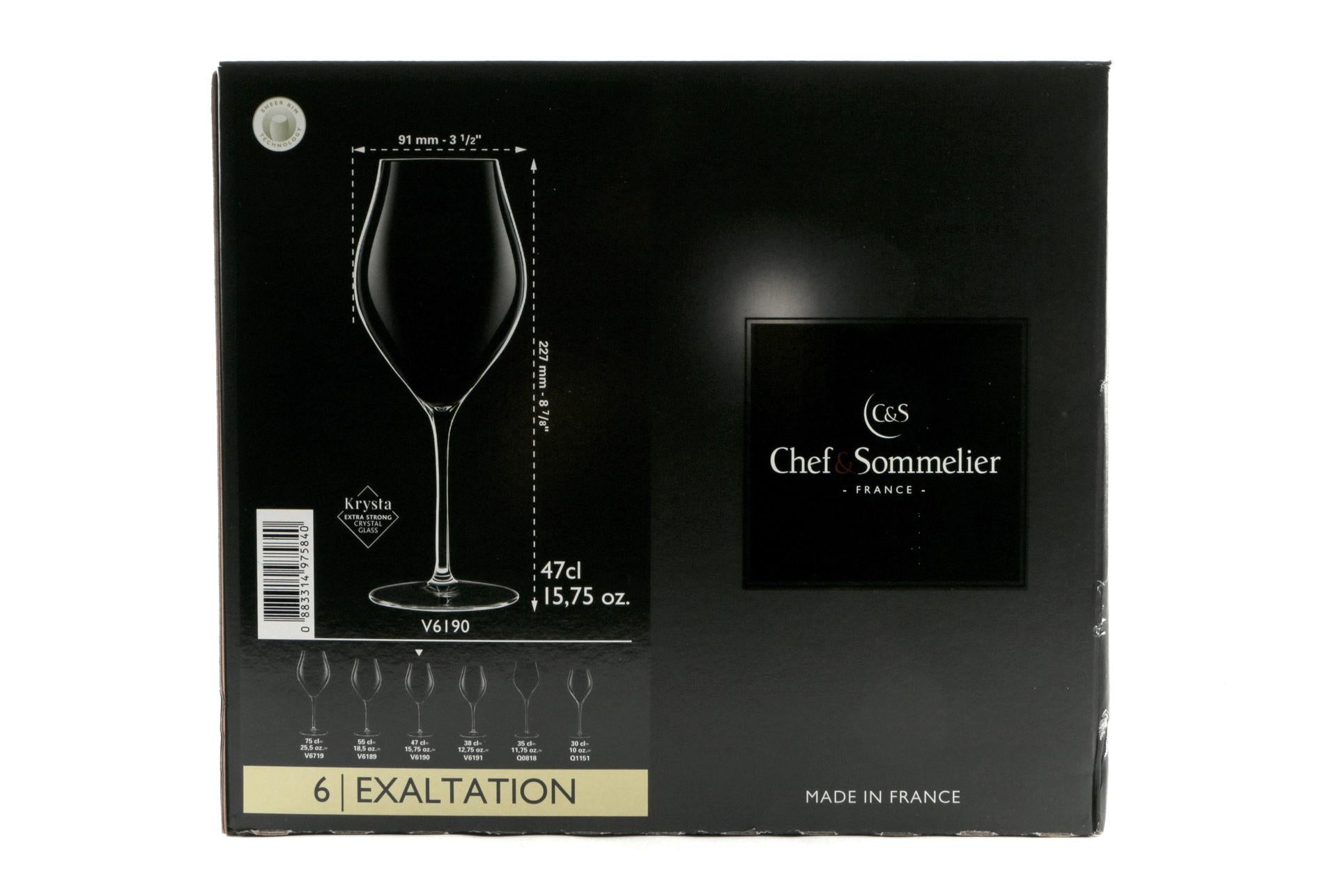 Arcoroc Exaltation Calice Vino 47 cl - Collezione Elegante e Innovativa Con Trattamento Effervescenza Brevettato - Set 6 Pz 6