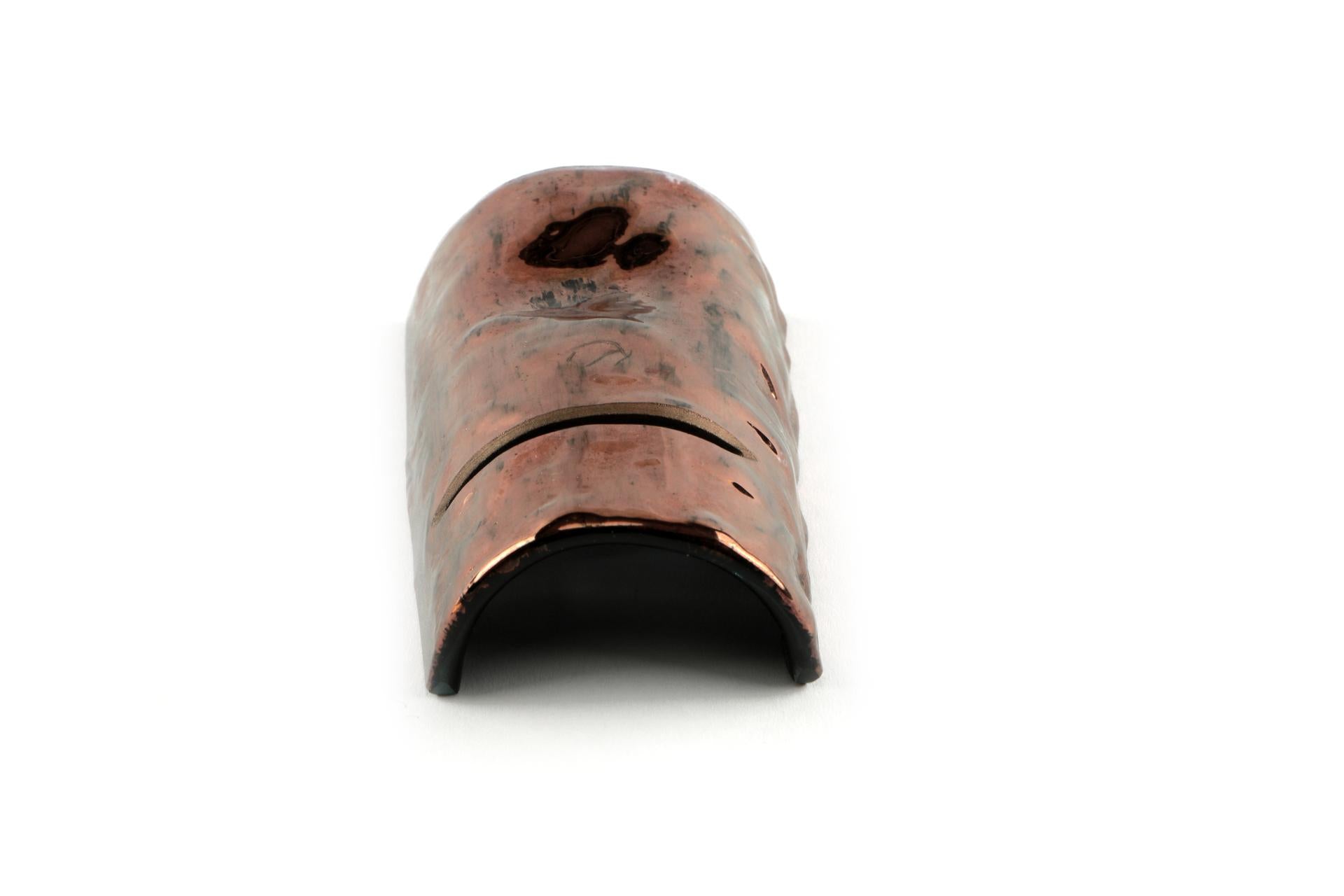 Import Tavola Professional Poggiaposate Bridge Nero-Rame 9.5 x 5.5 cm In Vetro Soffiato Dipinto a Mano - Set 6 Pz