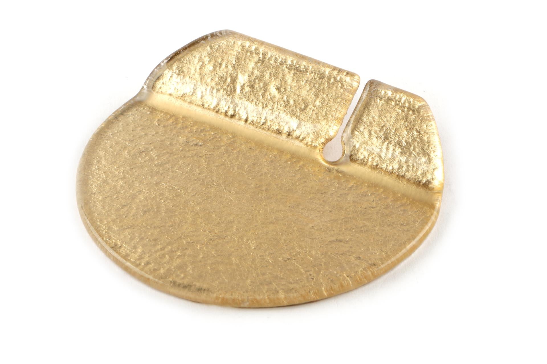 Import Tavola Poggiaposate Ø10 cm - Oro Foglia In Vetro Soffiato e Dipinto a Mano - Set 6 Pz
