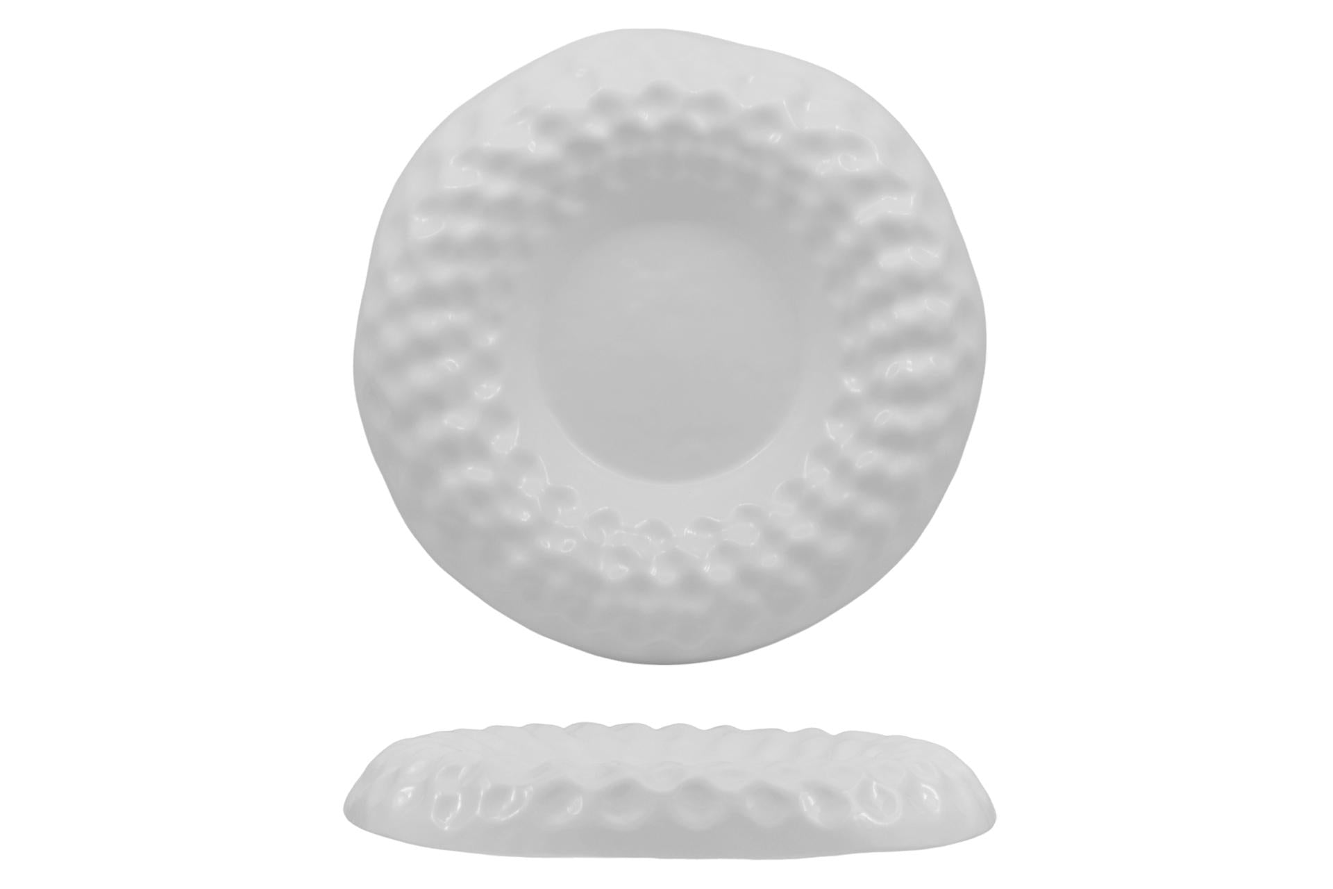 Import Tavola Professional Cloud Piatto Fondo Ø28 cm - Interno Ø9 cm In Vetro Soffiato Bianco Lucido Made in Italy - Set 4 Pz