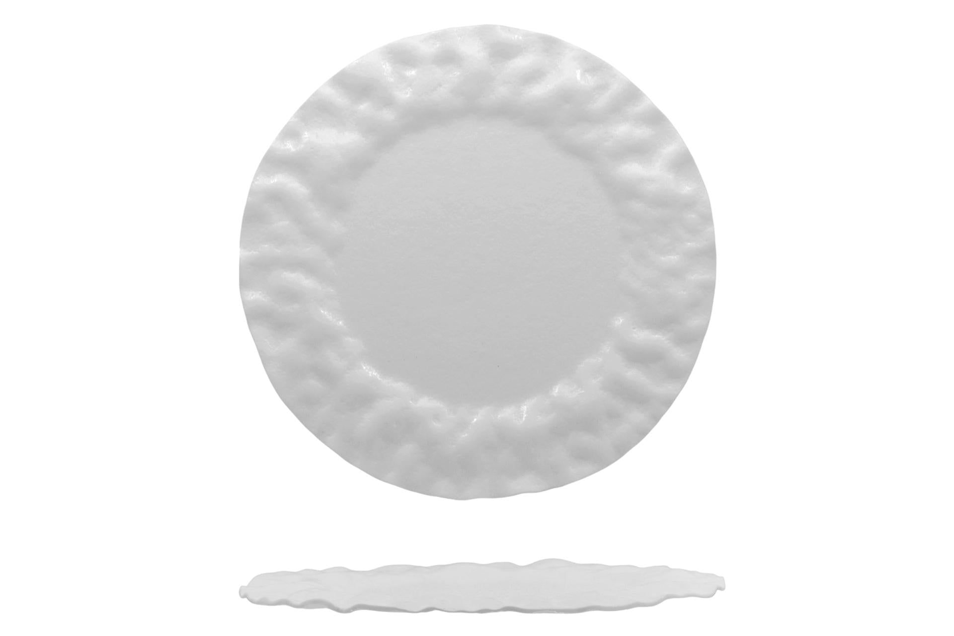 Cloud Piatto Vetro Bianco Ø30 cm - Bianco Lucido In Vetro Soffiato e Dipinto a Mano - Set 4 Pz