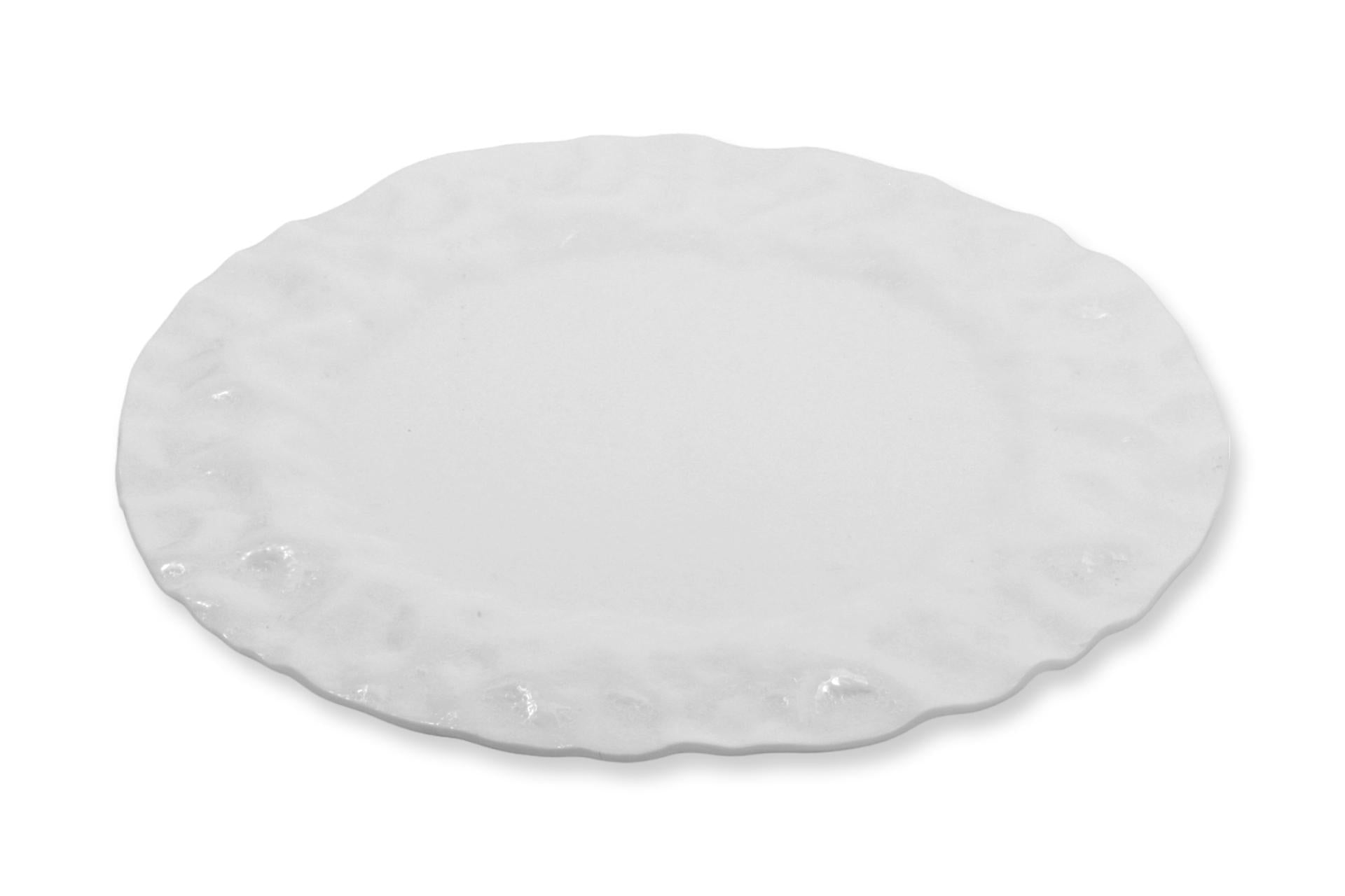 Cloud Piatto Vetro Bianco Ø30 cm - Bianco Lucido In Vetro Soffiato e Dipinto a Mano - Set 4 Pz