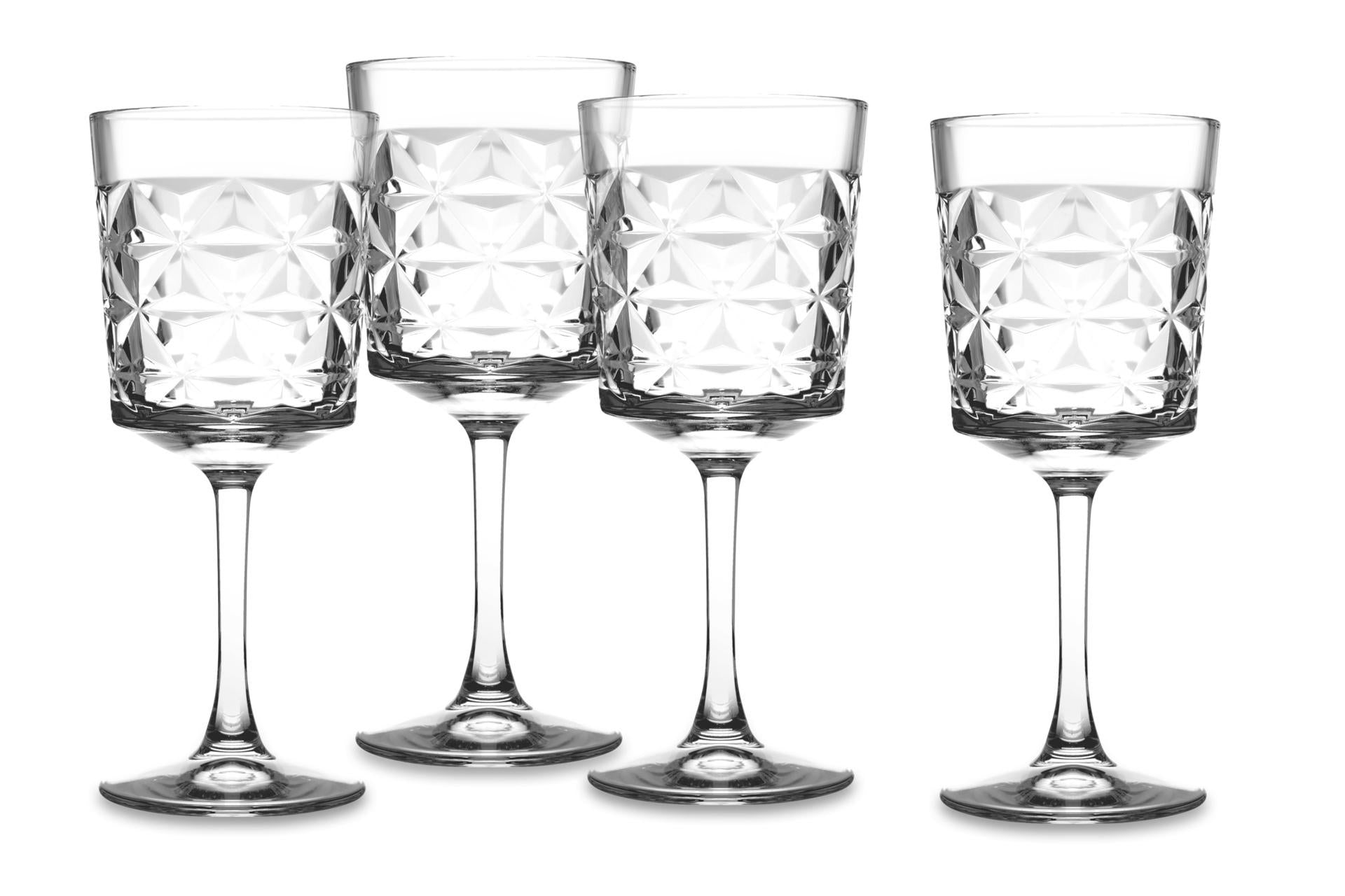 Pasabahce Estrella Set 4 Calici Vino Bianco 33 cl - H.20.5 cm Collezione Elegante Con Superficie Sfaccettata - Set 4 Pz