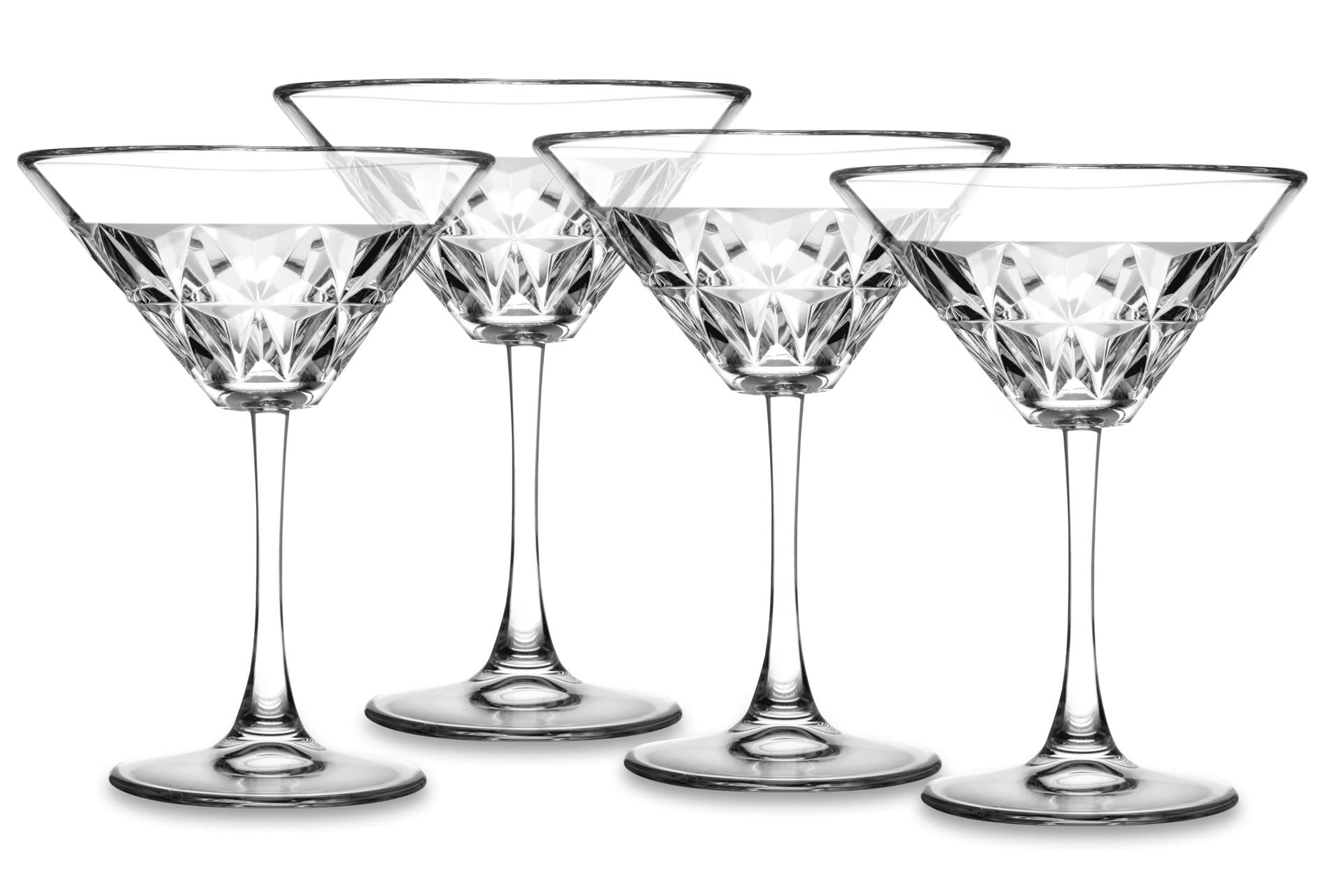 Pasabahce Estrella Set 4 Calici Martini 22 cl - H.15.5 cm Collezione Elegante Con Superficie Sfaccettata - Set 4 Pz