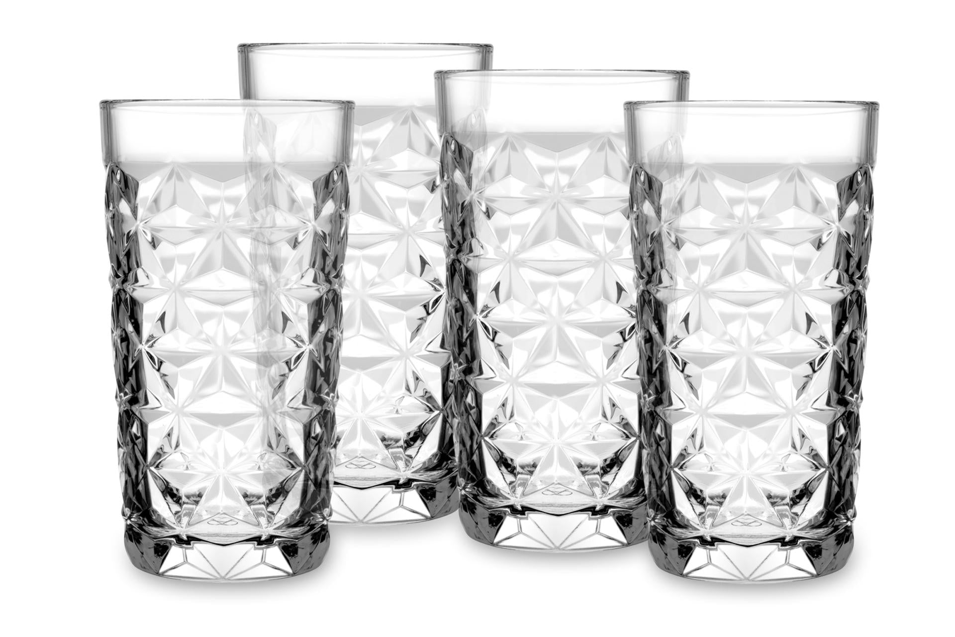Pasabahce Estrella Set 4 Bicchieri Long Drink 49 cl - H.15.8 cm Collezione Elegante Con Superficie Sfaccettata - Set 4 Pz