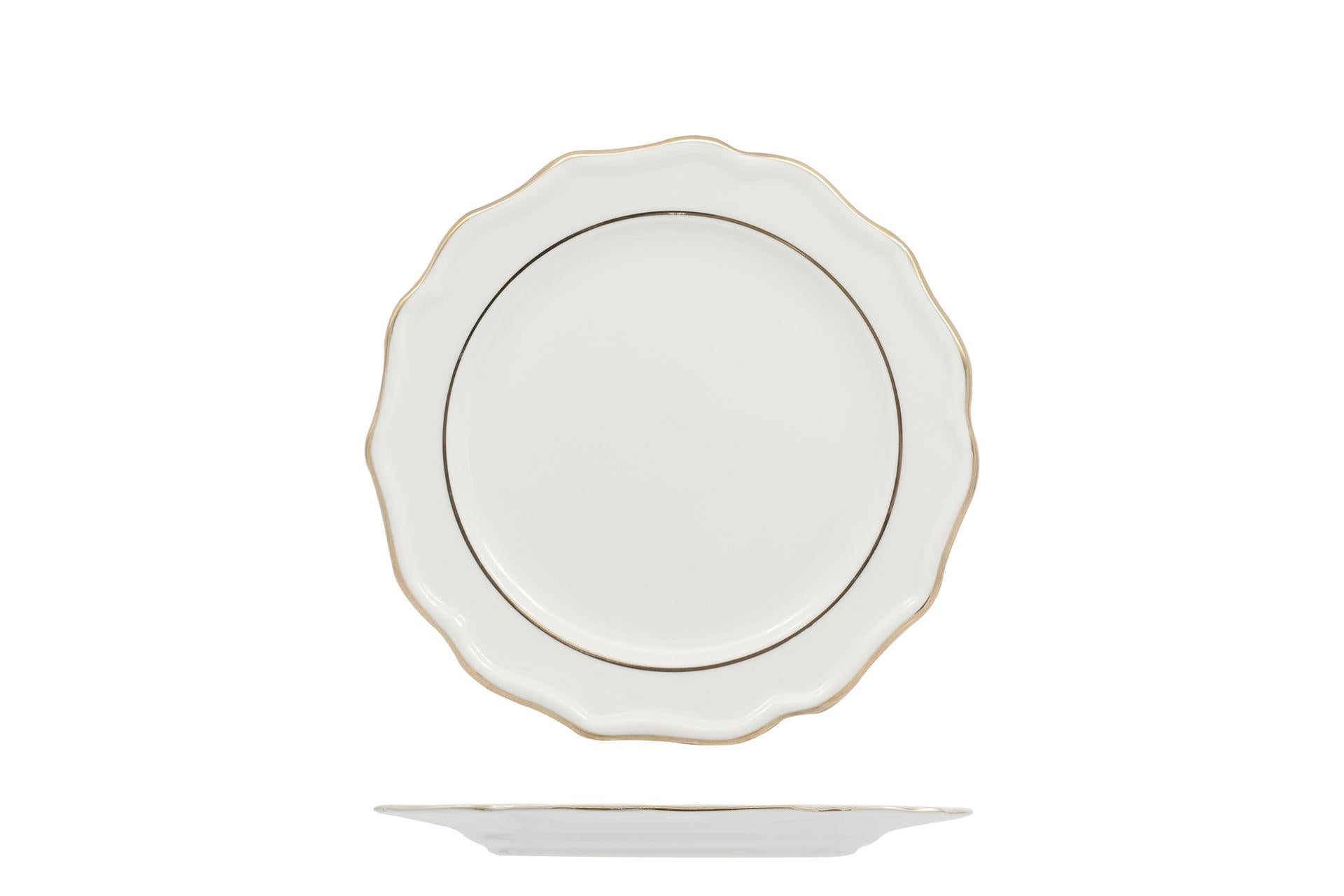 Diana Gold Piatto Pane Ø17 cm In Porcellana Con Doppio Filo Oro - Akij Ceramics Limited - Set 6 Pz