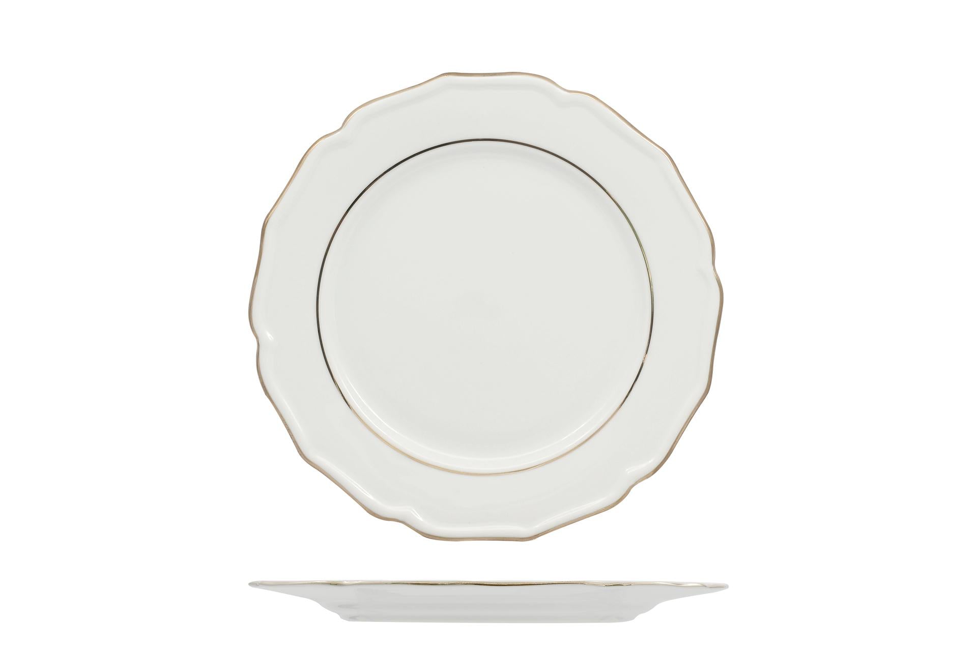 Akij Ceramics Diana Gold Piatto Frutta Ø22 cm In Porcellana Con Doppio Filo Oro - Set 6 Pz