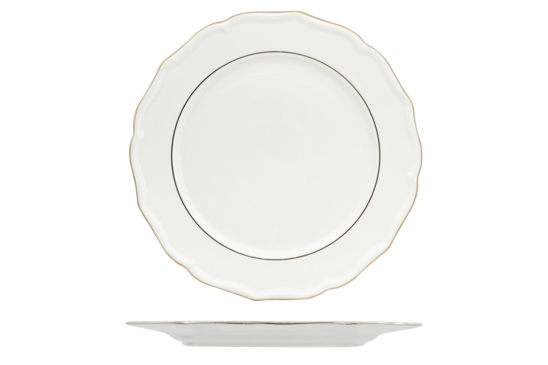 Akij Ceramics Diana Gold Piatto Piano Ø32.5 cm In Porcellana Con Doppio Filo Oro - Set 6 Pz