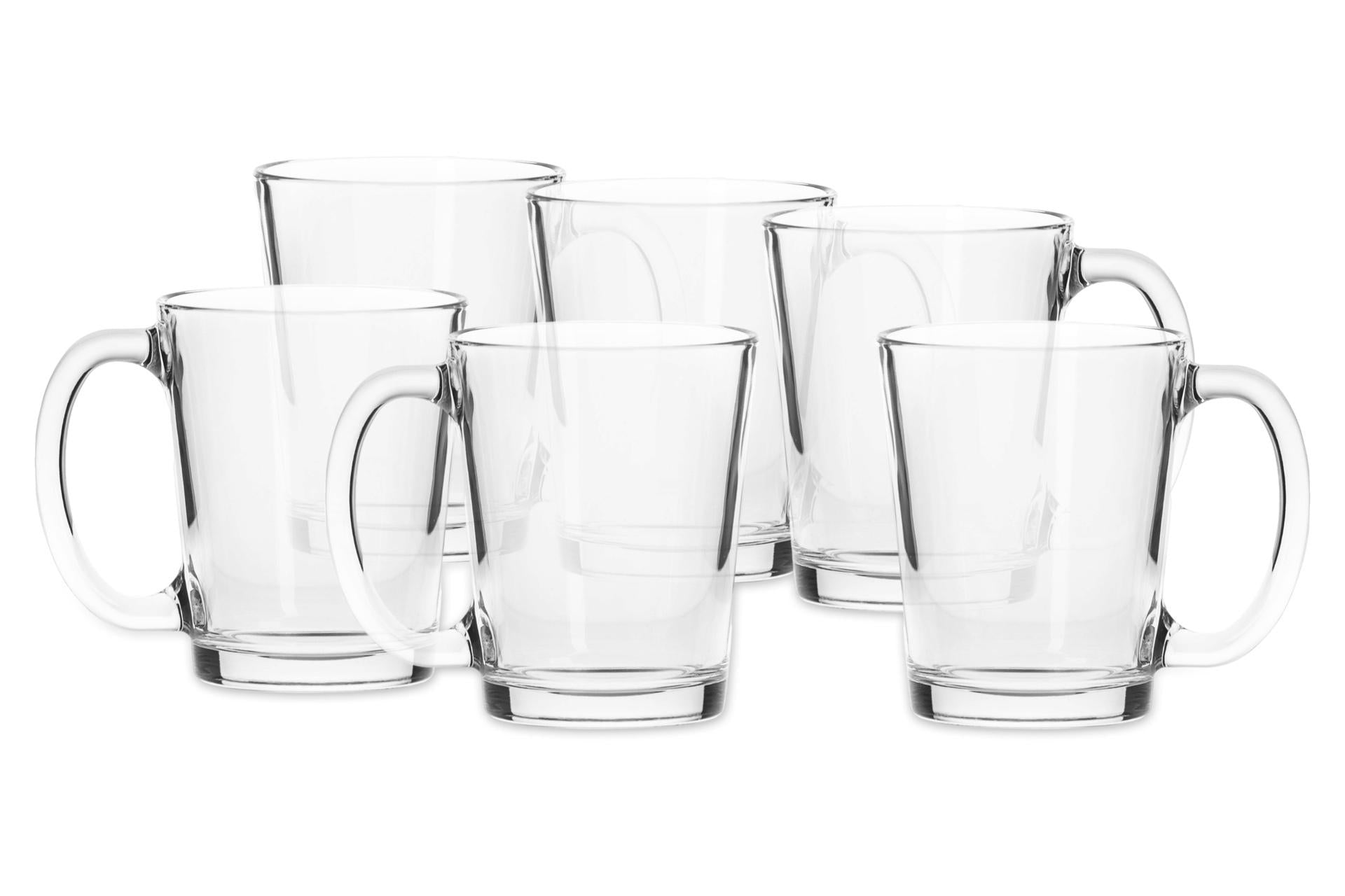 Borgonovo Conic Set 6 Tazze da Tè 31 cl - Tazze in Vetro Extra Bianco Made in Italy - Set 6 Pz