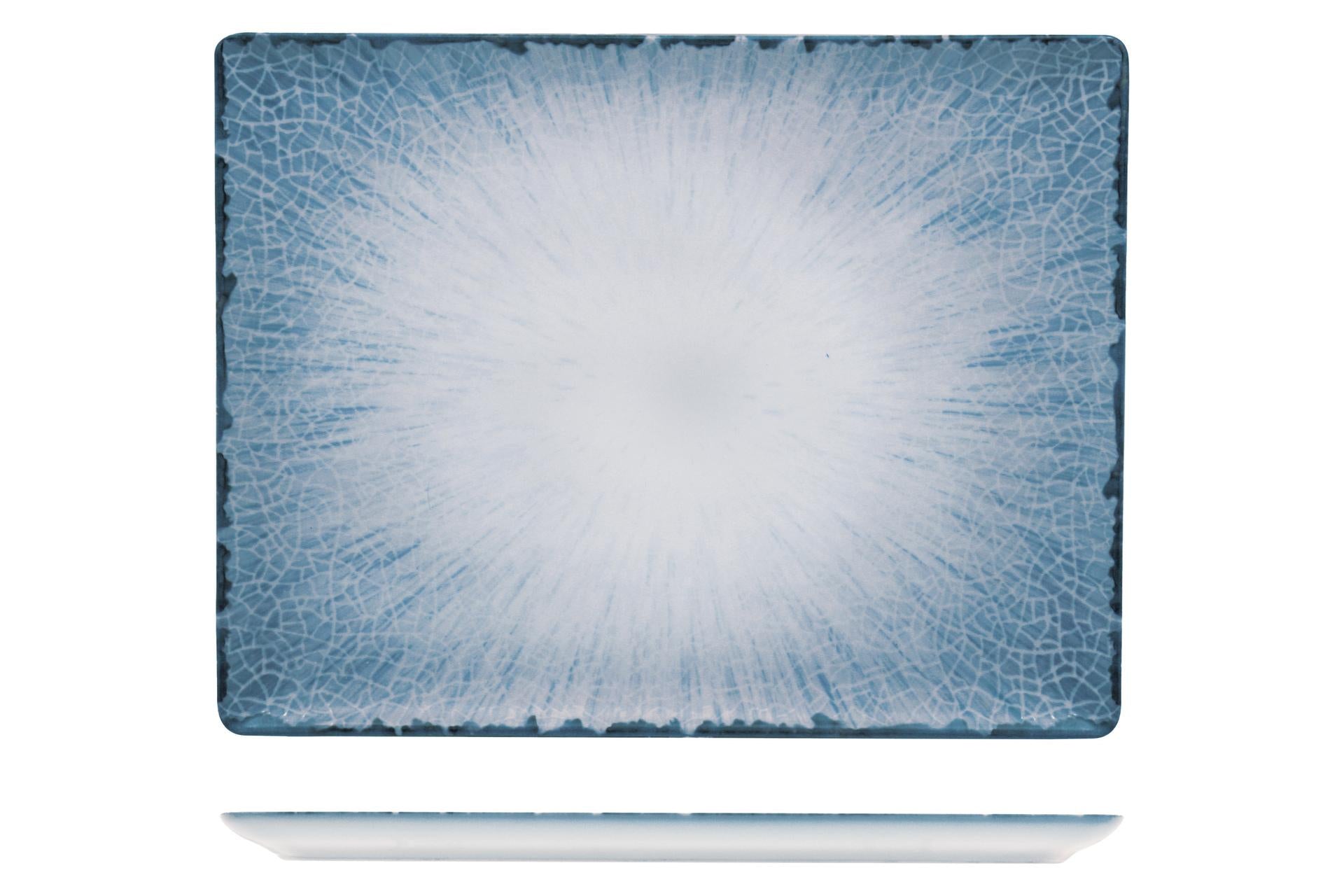 Lubiana Irys Blue Piatto Rettangolare 31x24 cm In Porcellana Sfumature Blu Marino - Set 6 Pz