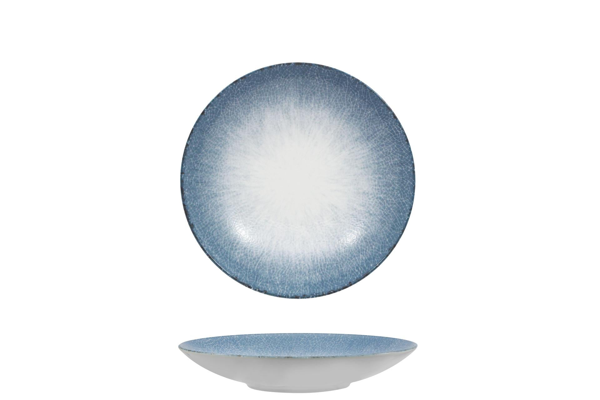 Lubiana Irys Blue Piatto Fondo Coupe Ø21.5 cm In Porcellana Forma Vanilla - Set 6 Pz