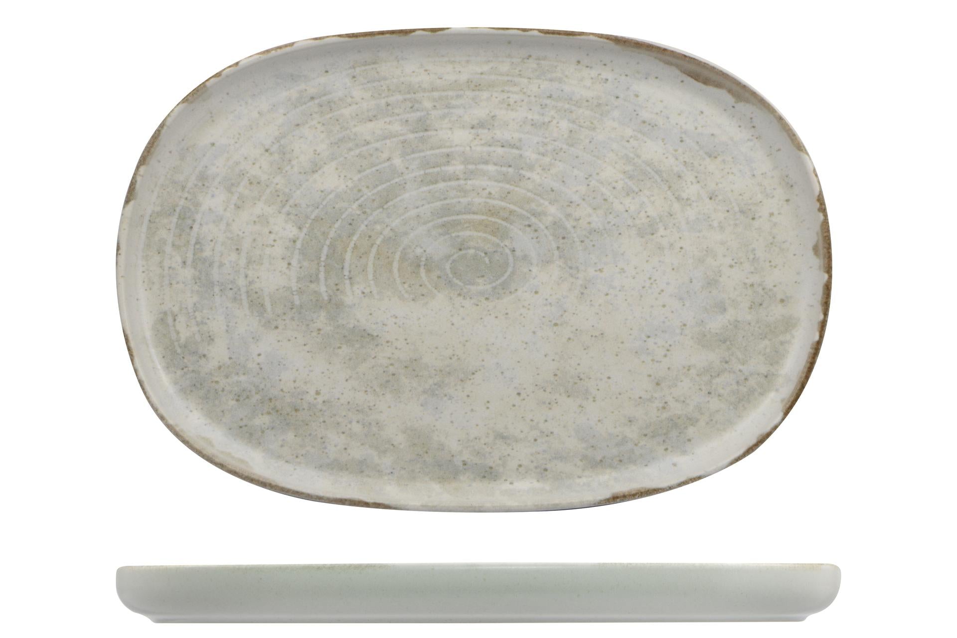 Mesa Ceramics Monolite Vassoio Ovale 33 x 23 cm In Stoneware Con Finitura Reattiva - Set 4 Pz