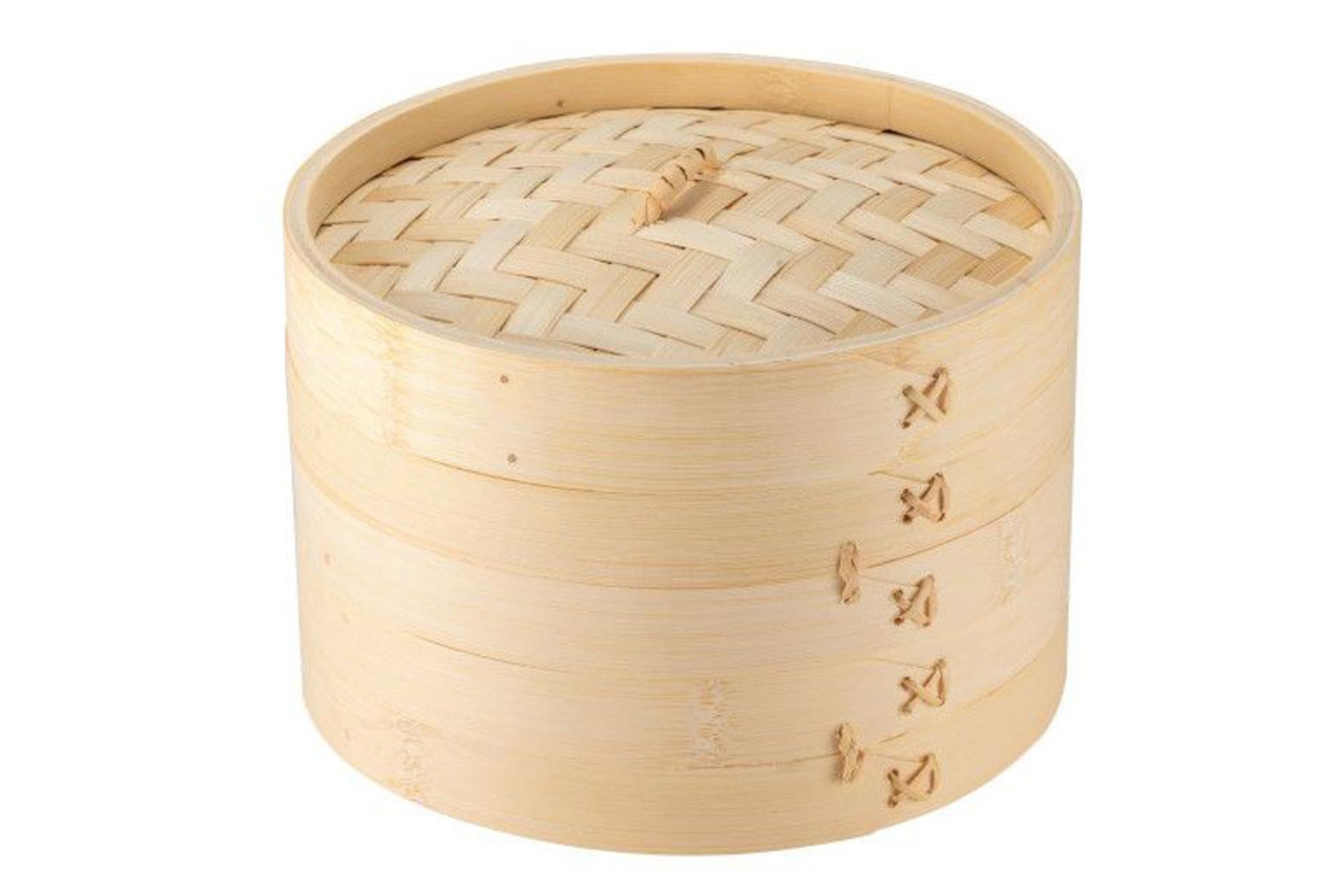 Ilsa Cuocivapore Bamboo Ø20 cm - Cuocivapore a 2 Livelli In Bambù Per Carne, Pesce, Verdure e Riso