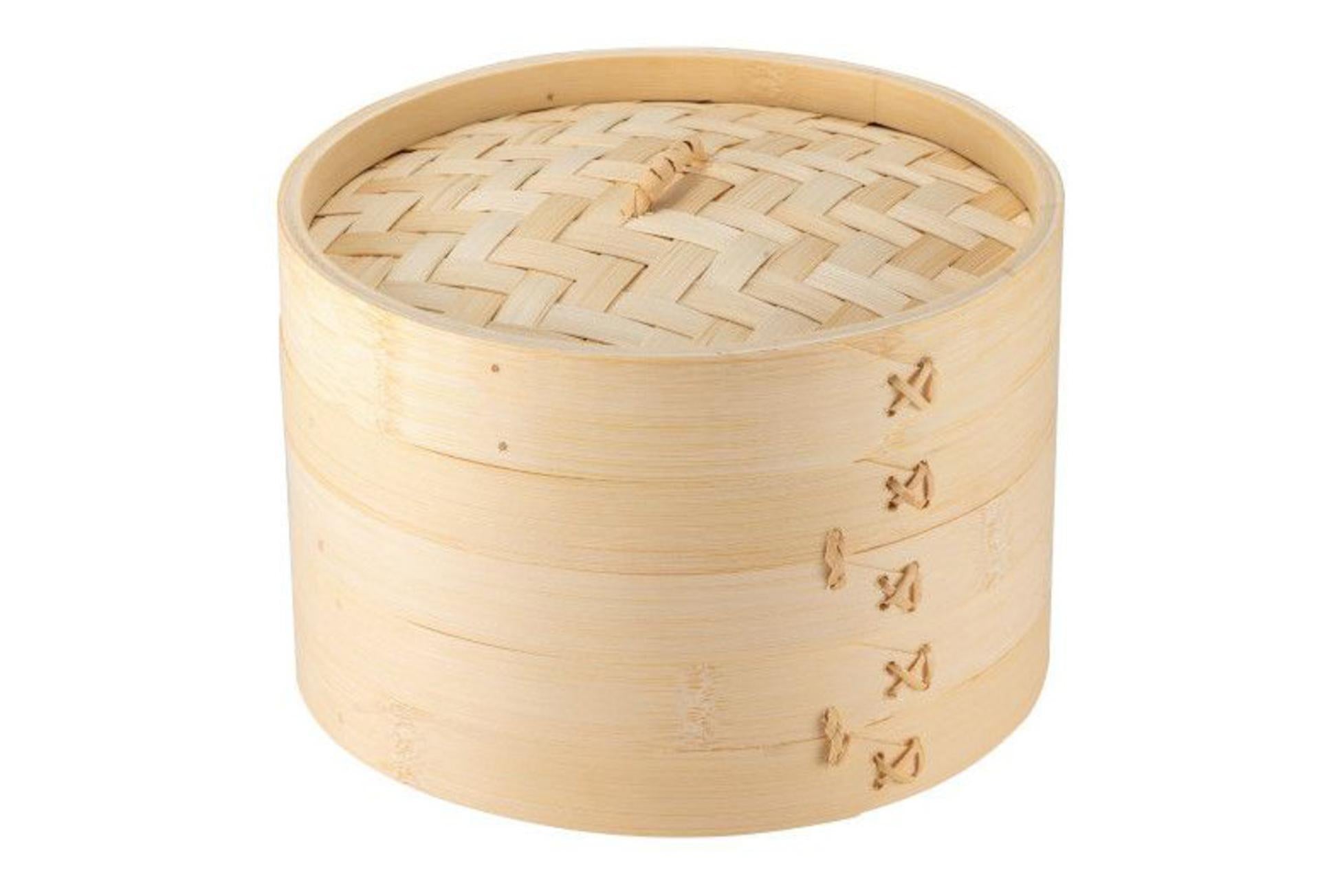 Ilsa Cuocivapore Bamboo Ø25 cm - Cuocivapore a 2 Livelli per Carne, Pesce, Verdure e Riso