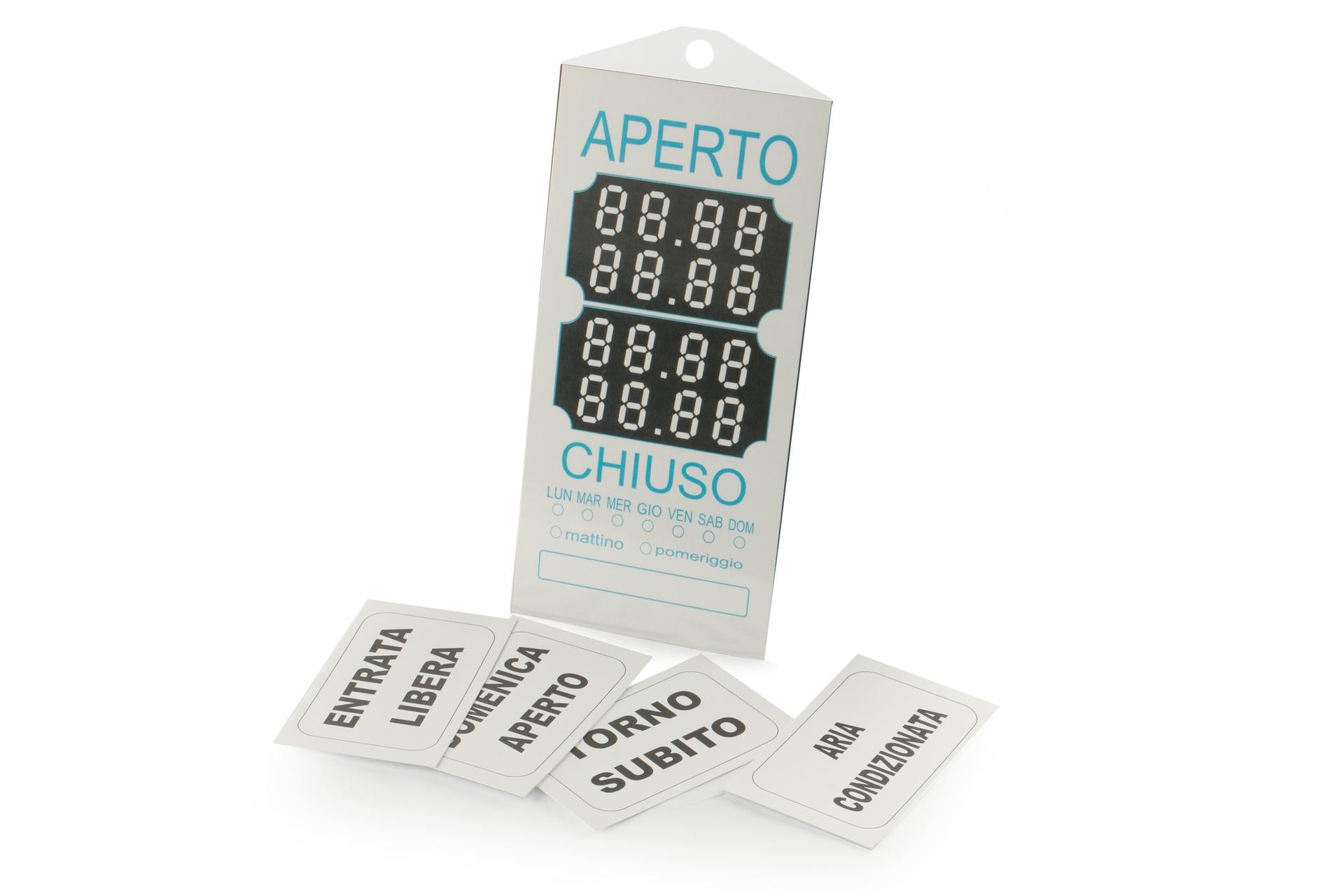 Eurotarghe Targa Plastificata LED Orario di Apertura 10x21 cm Con Portatarga - Accessorio Segnaletica per Bar e Ristoranti